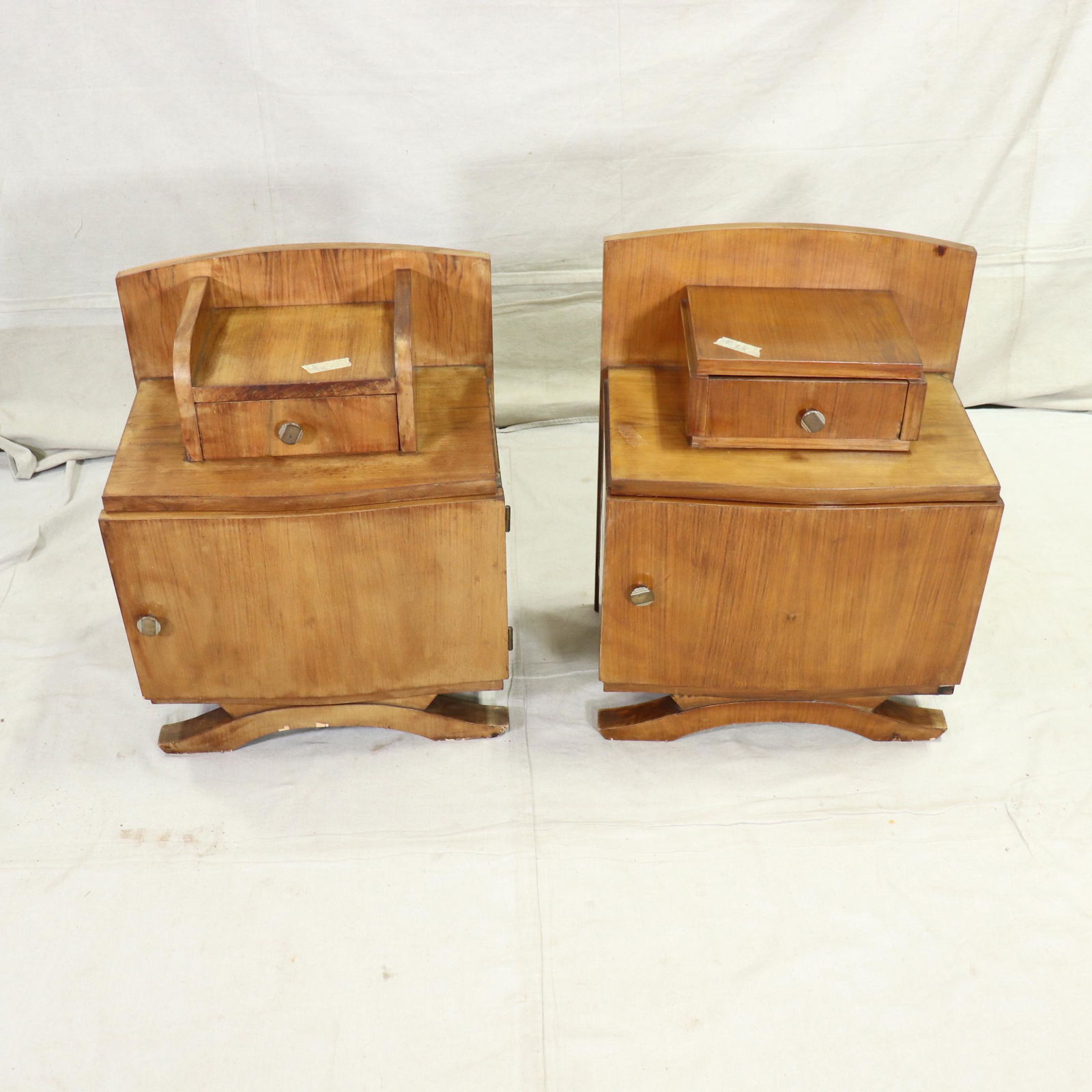 Pair French Walnut Deco Style Nightstands (1 of 11)