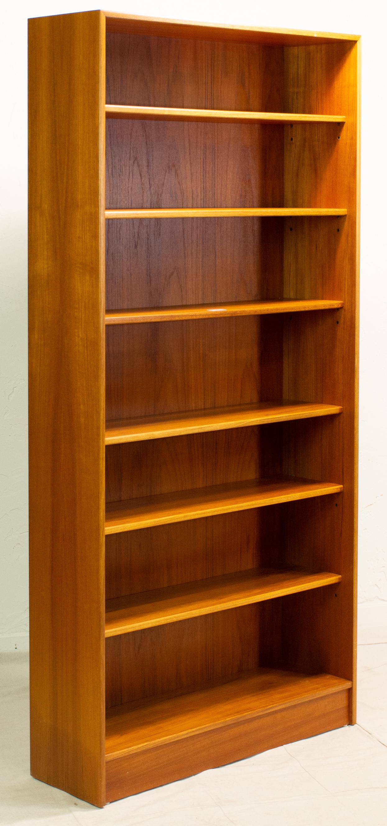 Mid Century Modern Tall Teak Bookshelf: Mid Century Danish Modern Style Tall Teak Bookshelf - 75 in tall x 36 x 12
