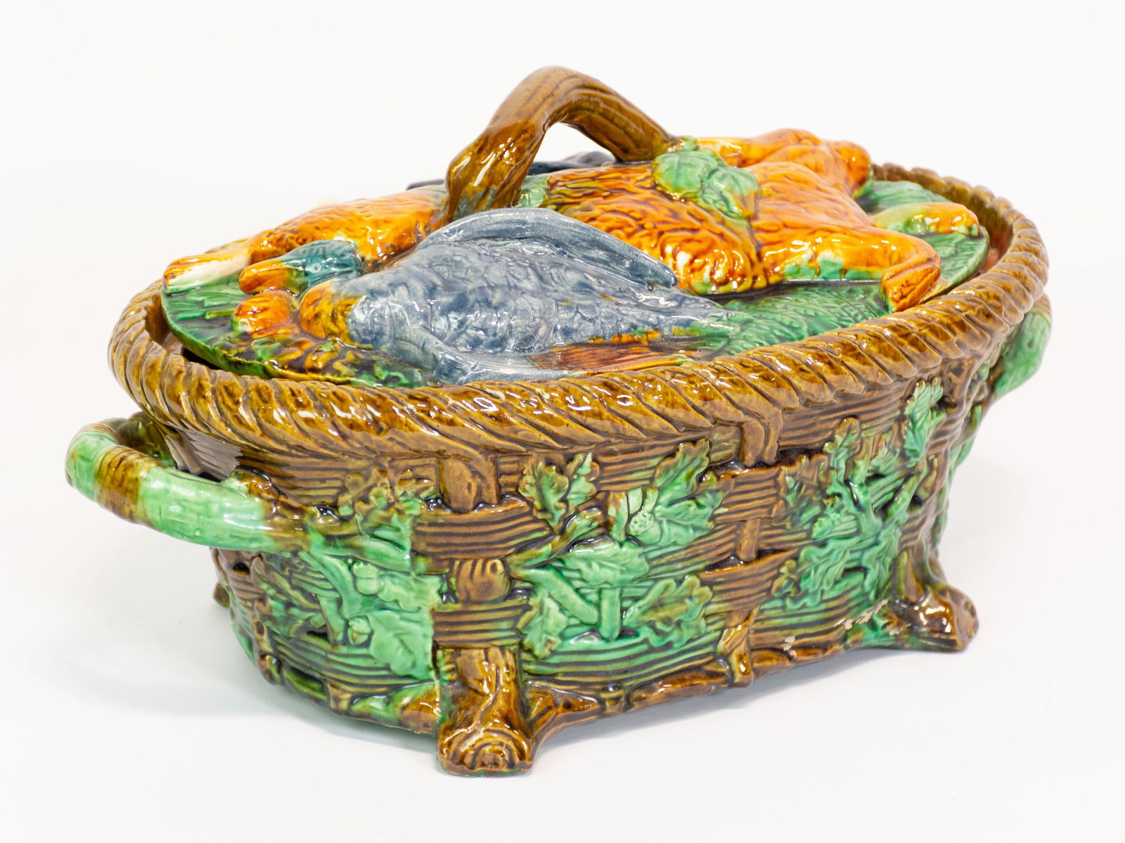 Minton Majolica Game Dish With Basketweave (1 of 3)