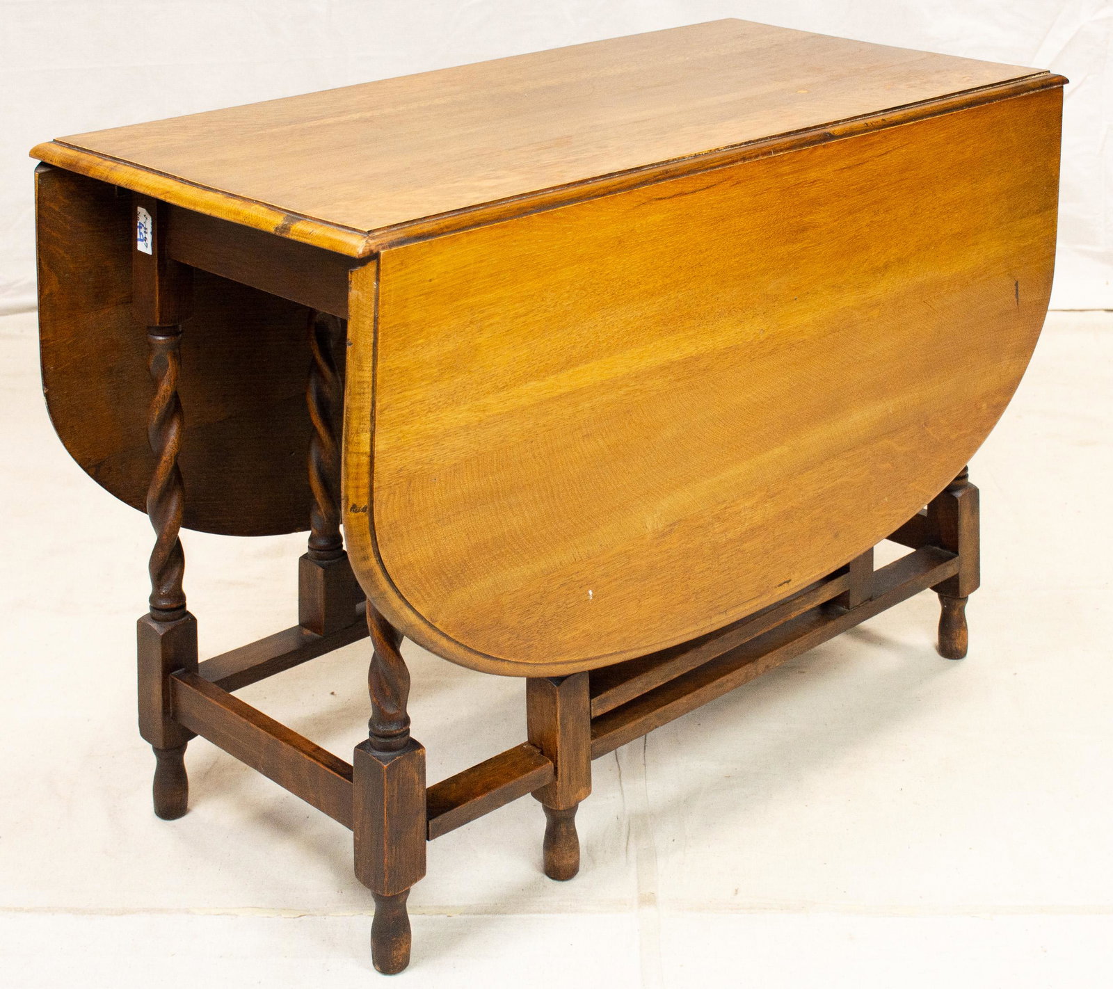 Oak Barley Twist Drop Leaf Table #1: English Oak Barley Twist Drop Leaf Table - 29 in tall x 43 in 21 - Each Leaf is 19 inches