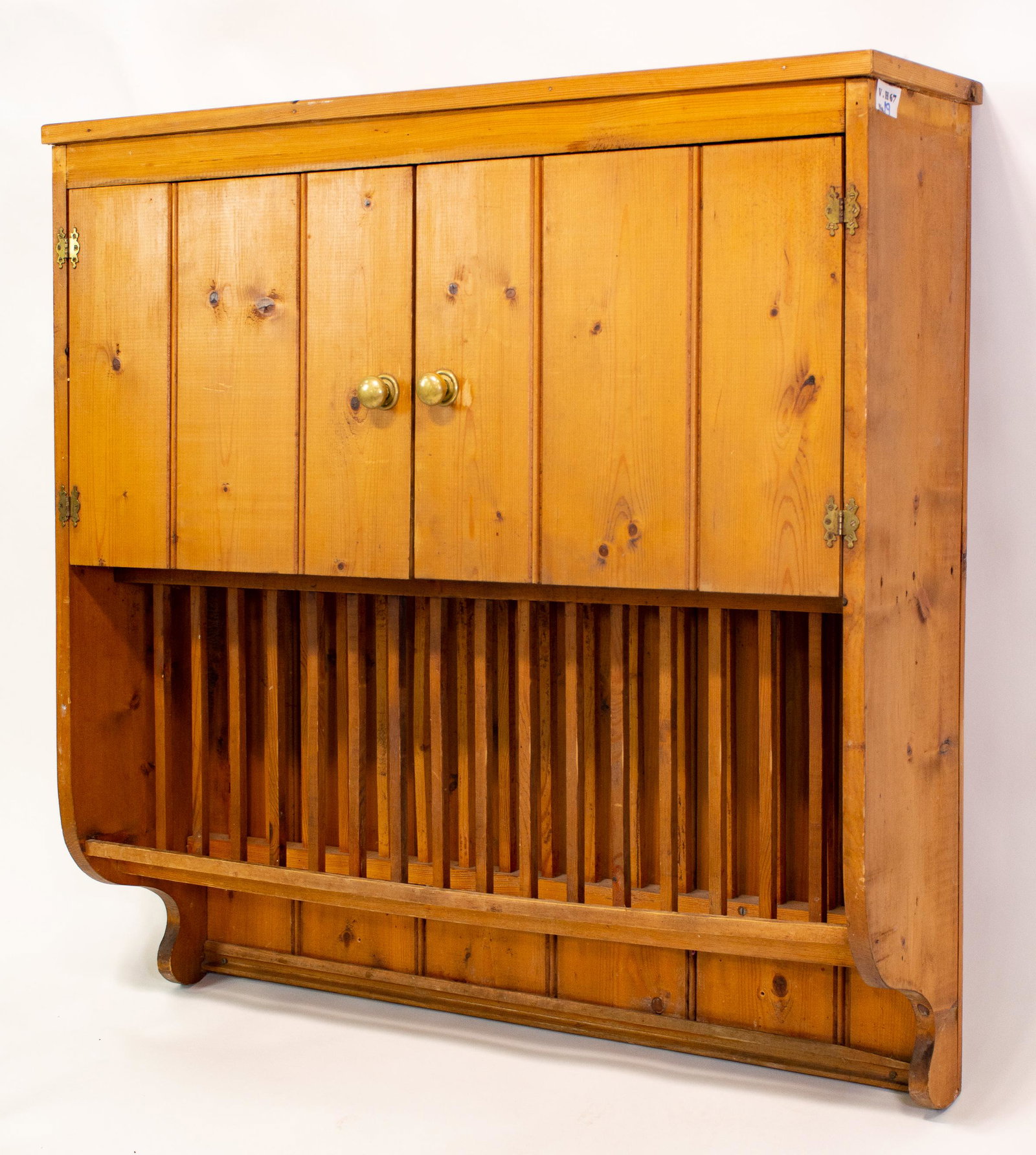 English Pine Double Door Wall Cabinet With Plate Rack (1 of 4)