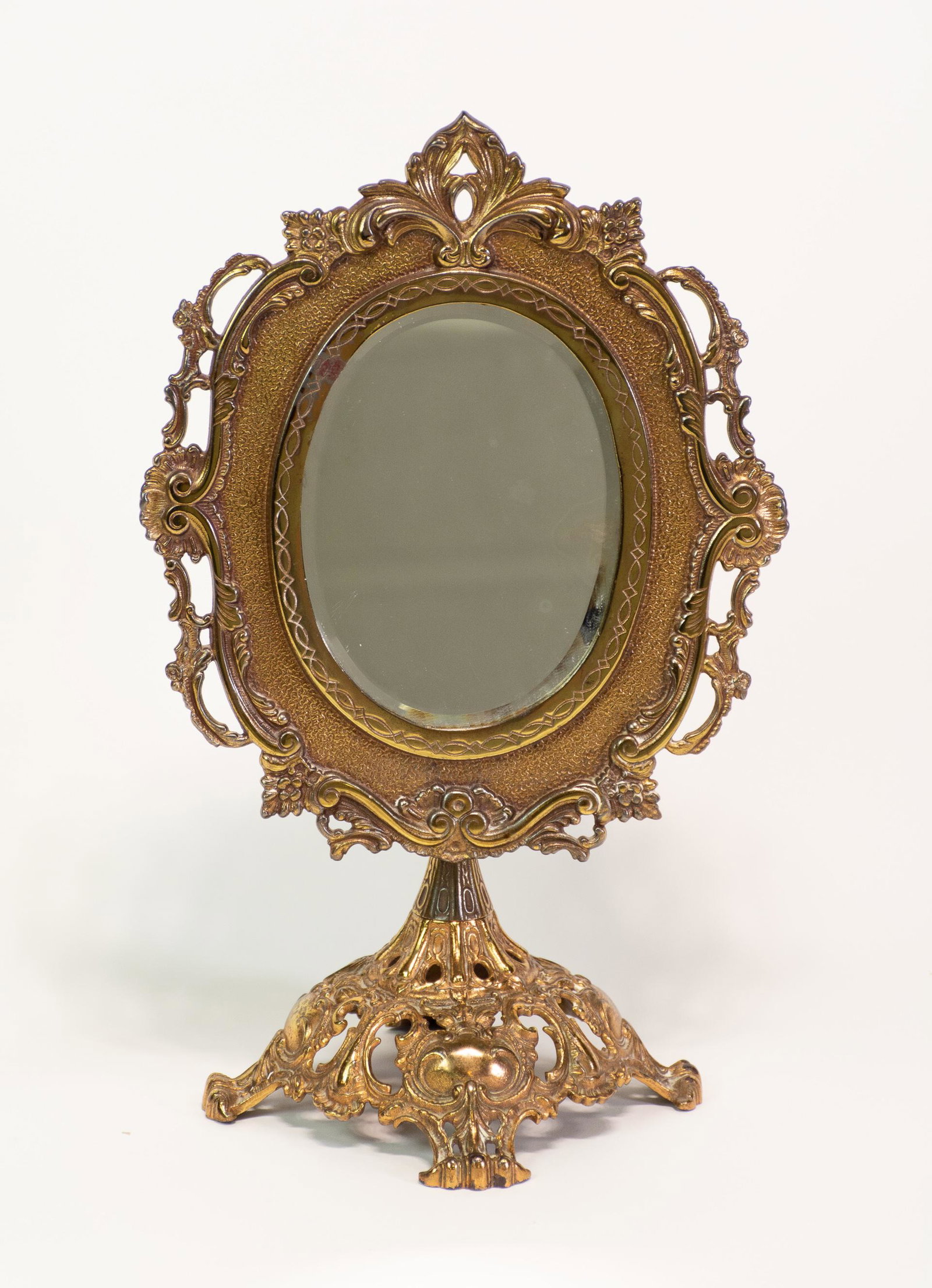 Ornate Brass Free Standing Mirror (1 of 4)