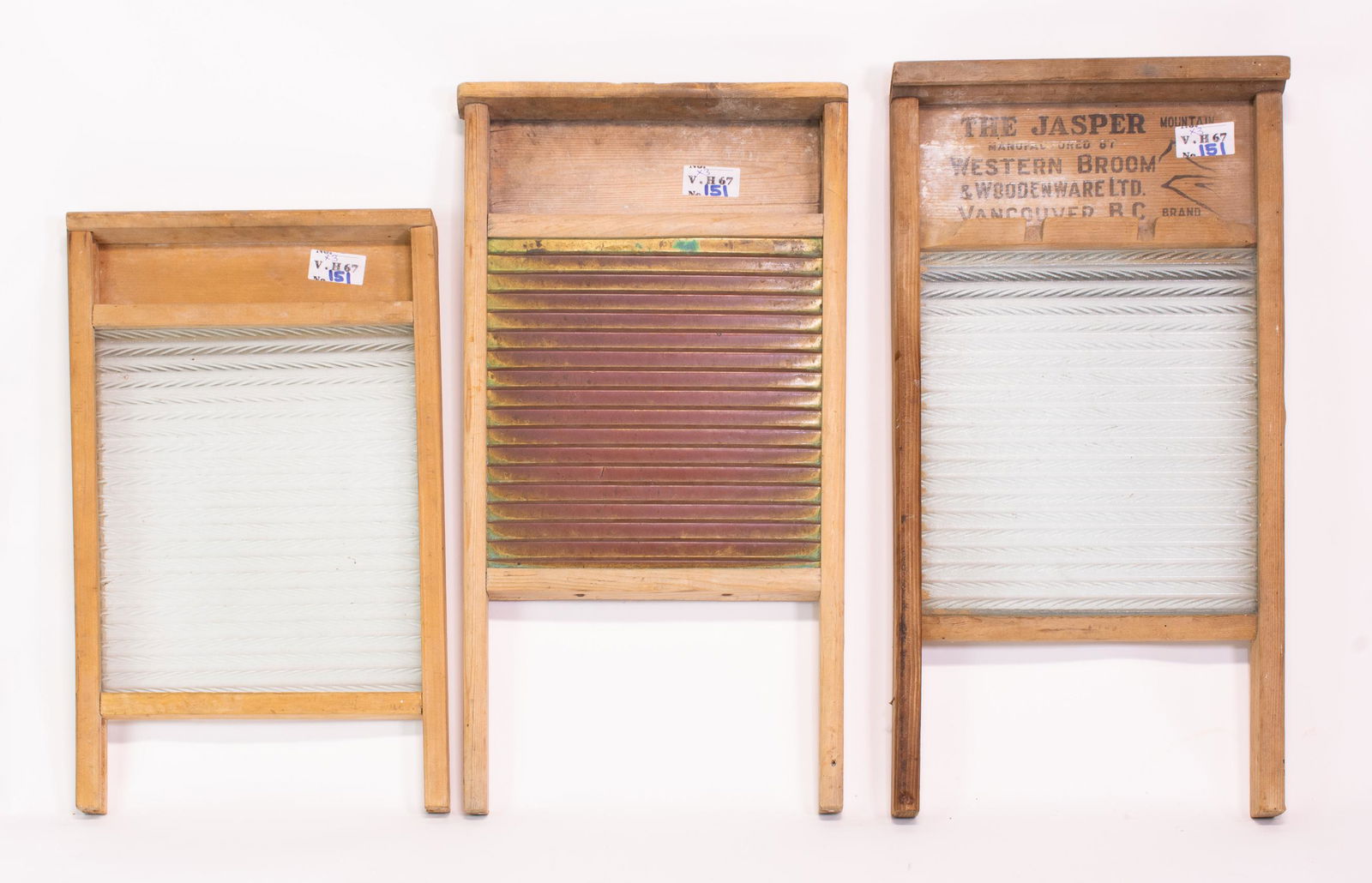 3 Vintage Pine Wash Boards With Glass / Metal (1 of 4)