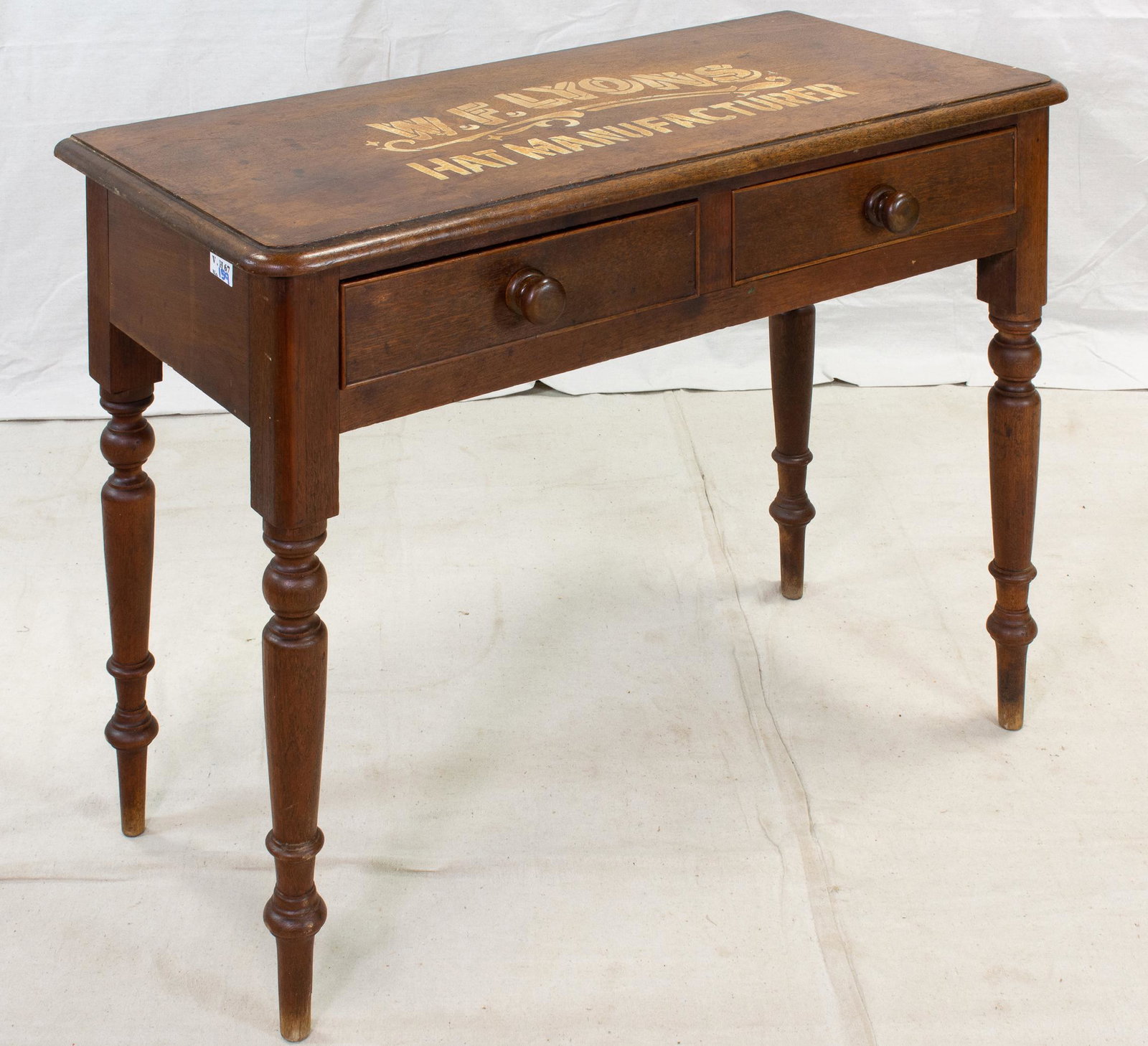 19th Century Oak Two Drawer Table With Turned Legs (1 of 3)