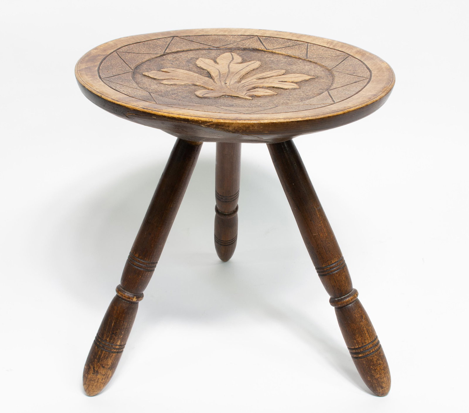 English Walnut Milking Stool With Turned Legs (1 of 2)