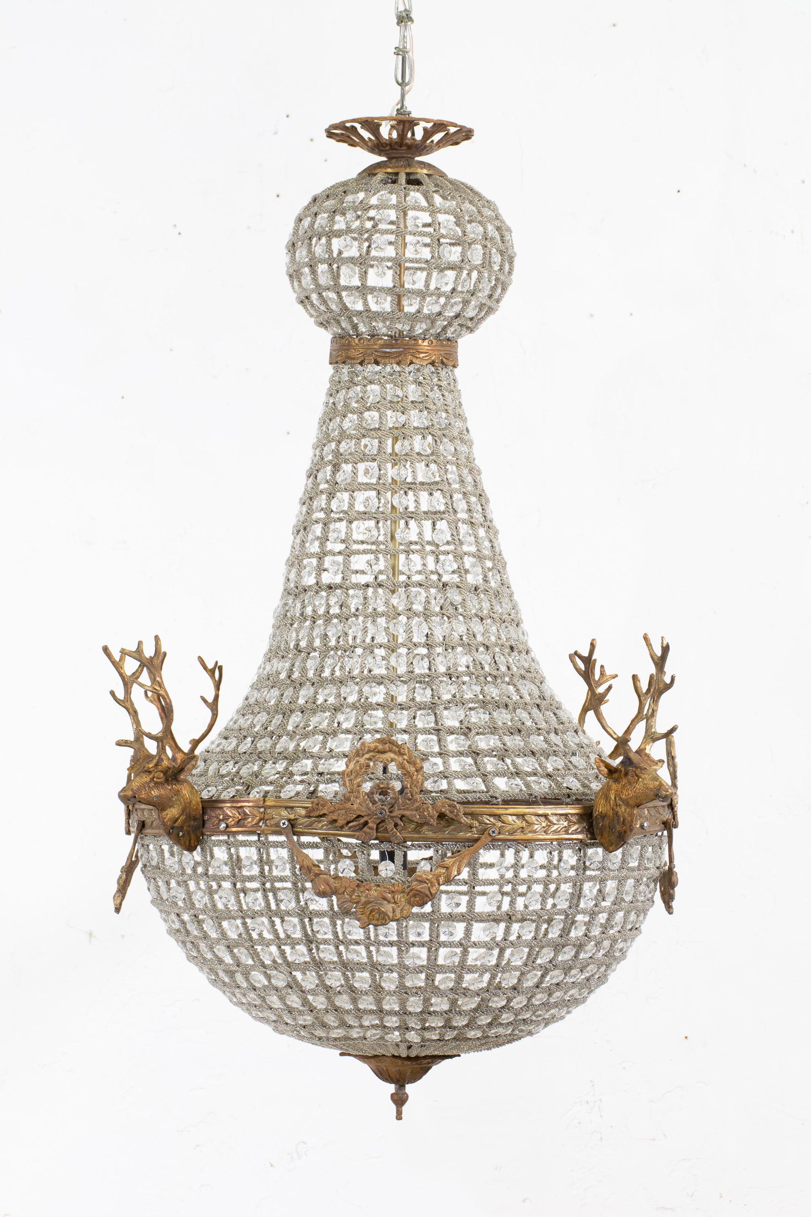Empire Style Chandelier Metal Stag Heads & Draping #1 (1 of 2)