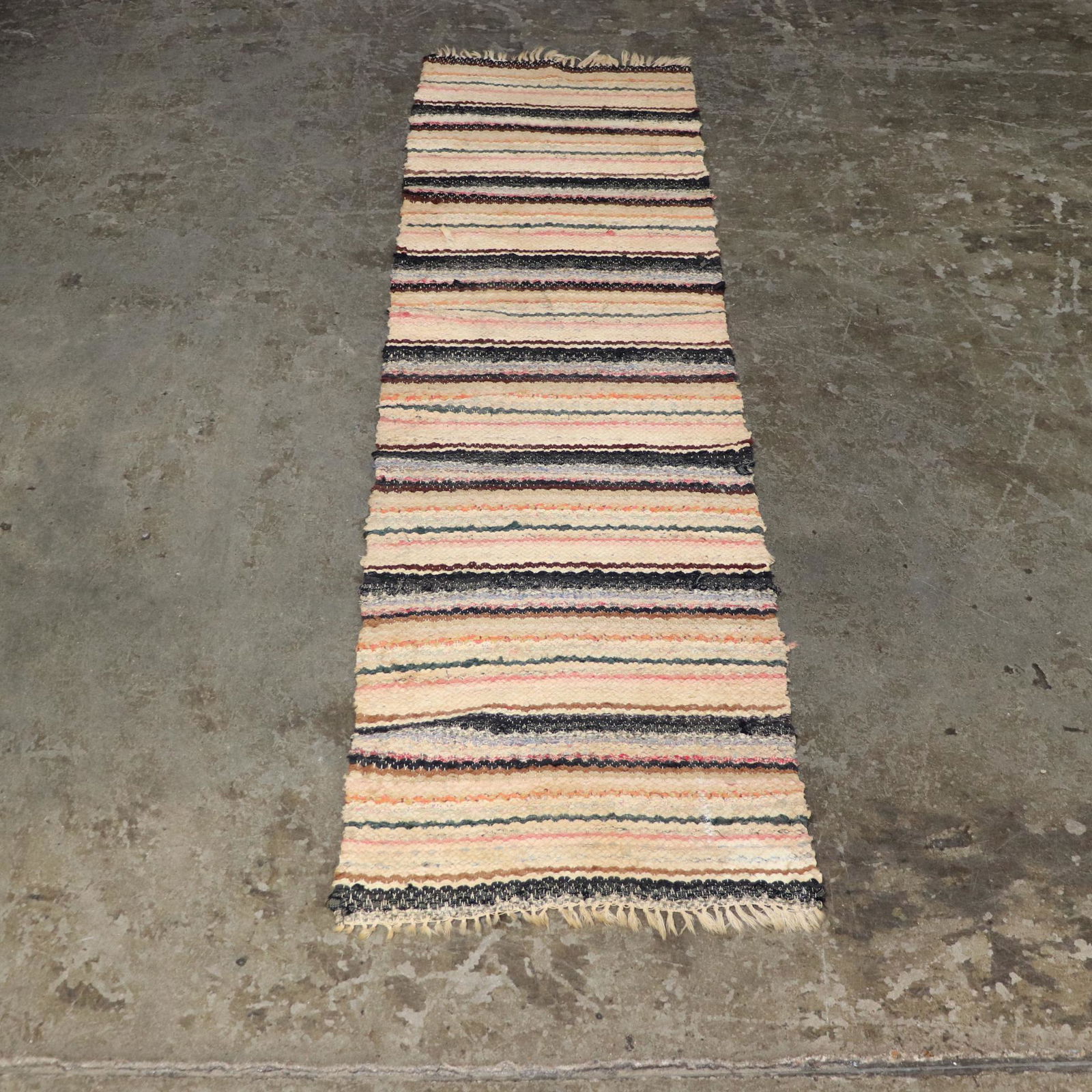 Vintage Swedish Rag Rug - Black & Tan Runner (1 of 3)
