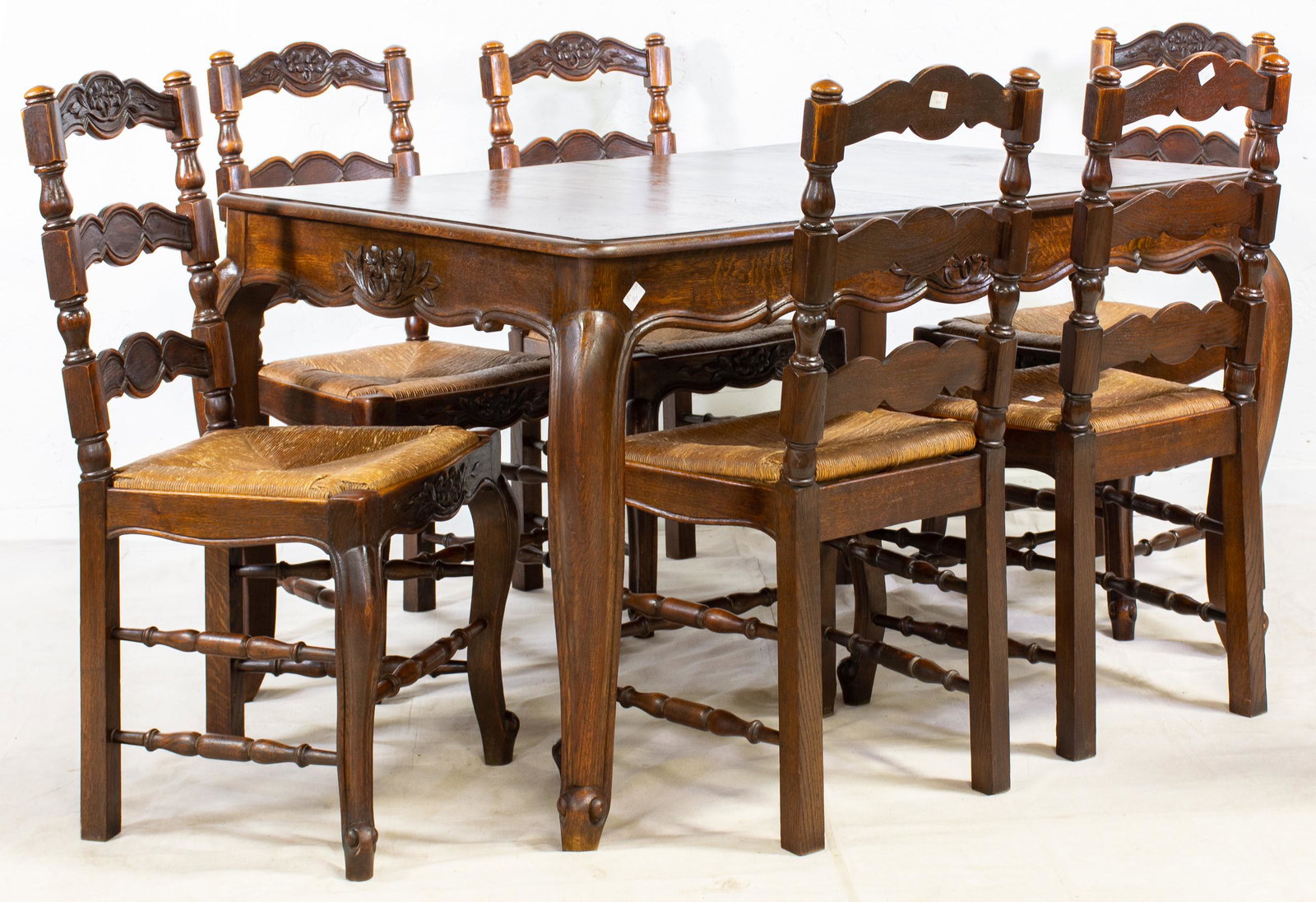 Dark Oak Country French Style Table & 6 Chairs (1 of 5)