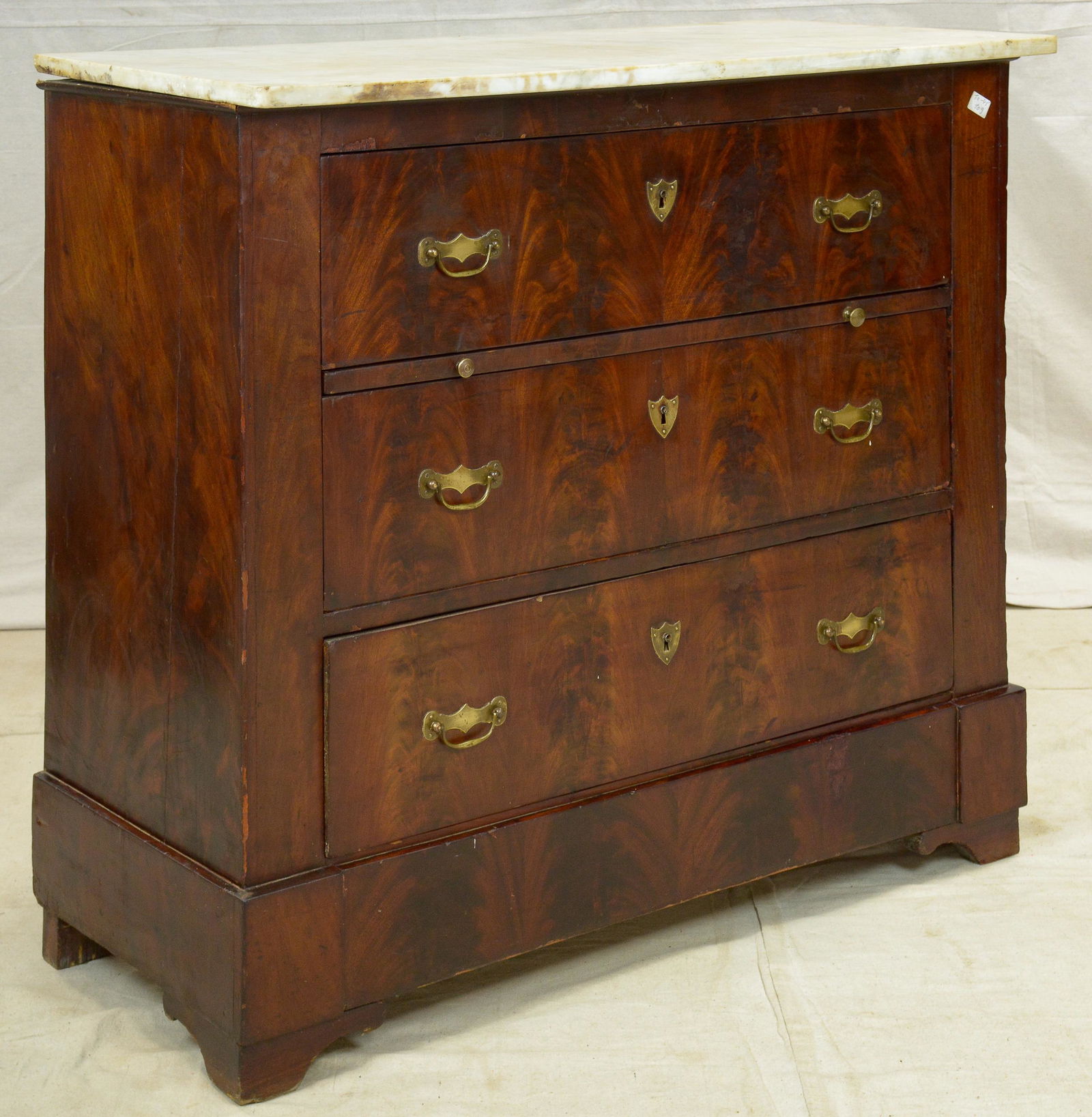 Louis XV Style Marble Top 3 Drawer Commode (1 of 5)