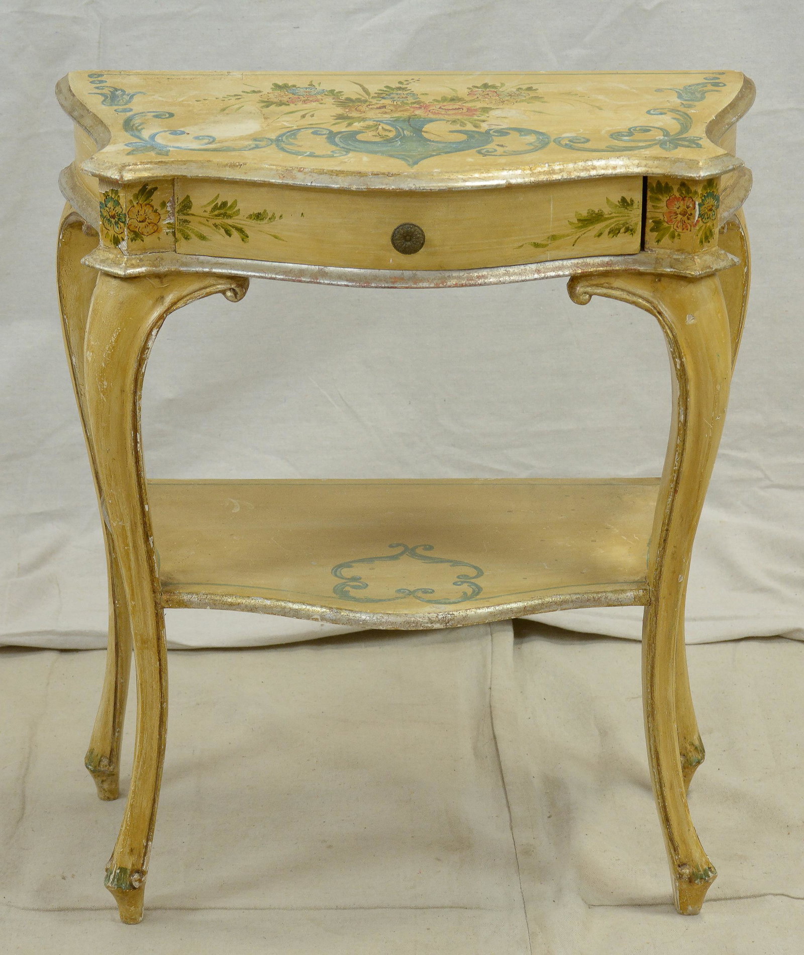 Small Floral Painted French Style Lamp Table (1 of 3)