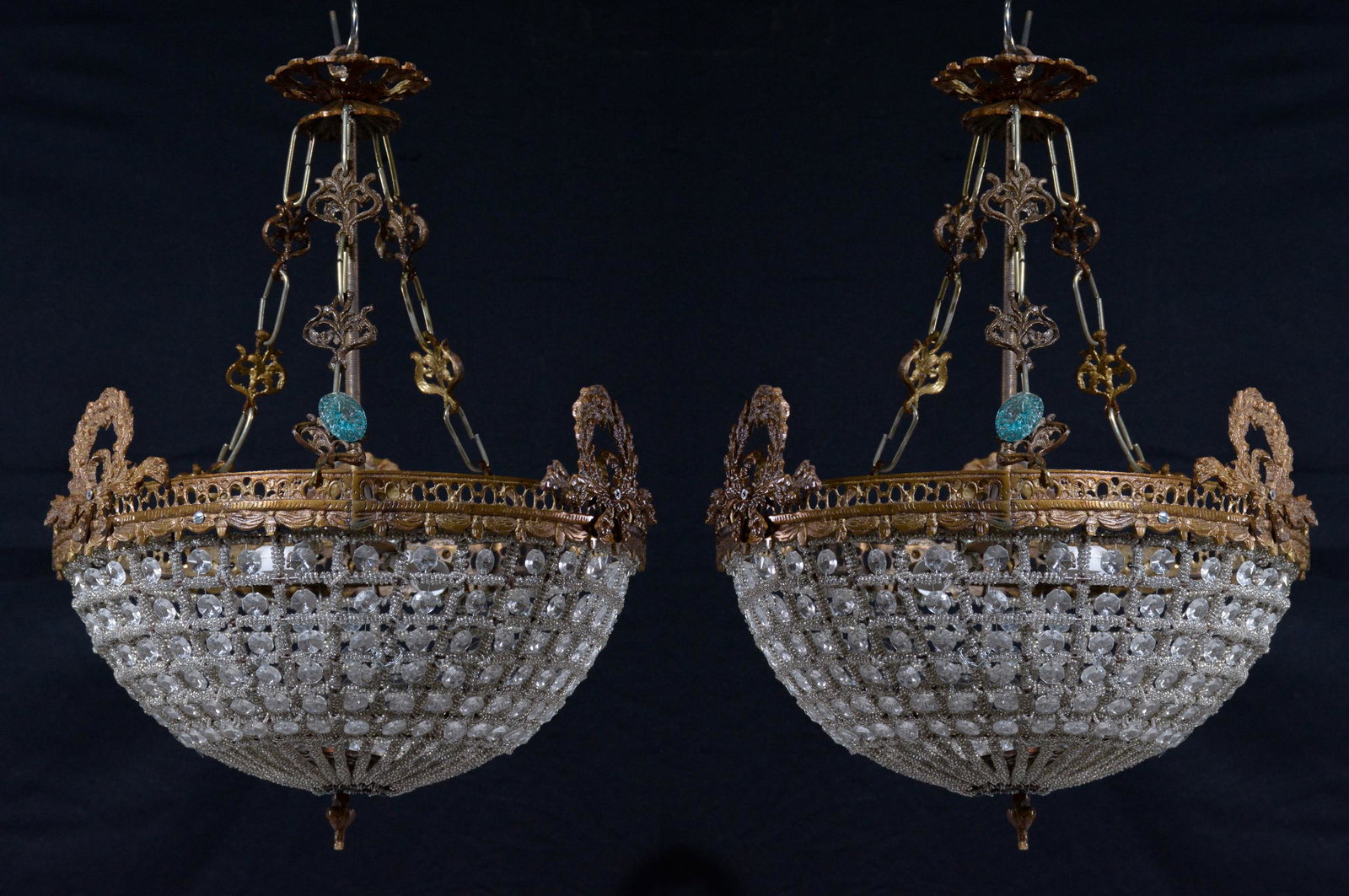 Pair Empire Style Chandeliers With Wreath Accents (1 of 3)