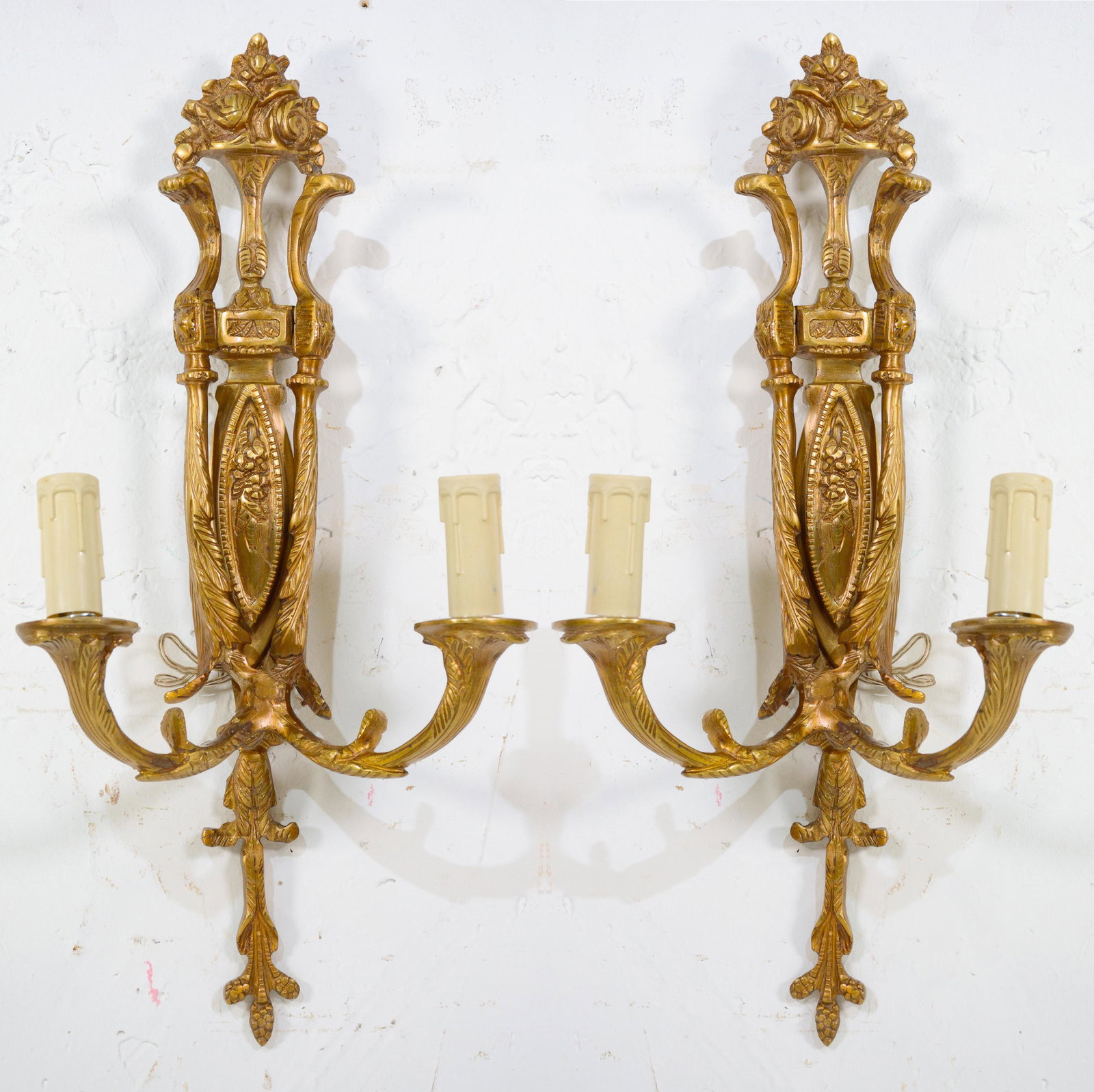 Pair Empire Style 2 Arm Bronze Sconces (1 of 2)