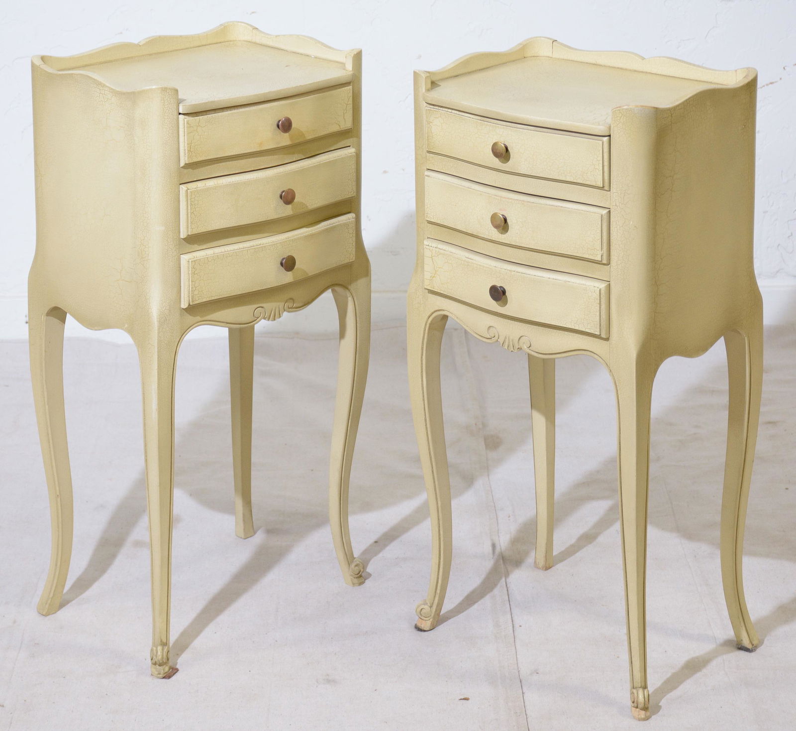 Pair of Painted Country French Nightstands (1 of 2)