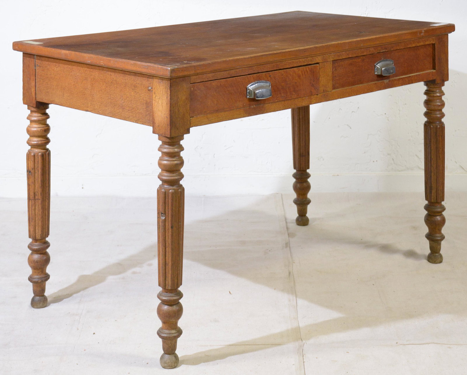 French Farm Table With Drawers & Turned Legs (1 of 4)