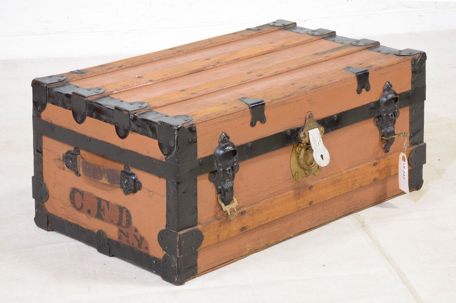 Wooden & Metal Flat Top Trunk from Europe (1 of 3)