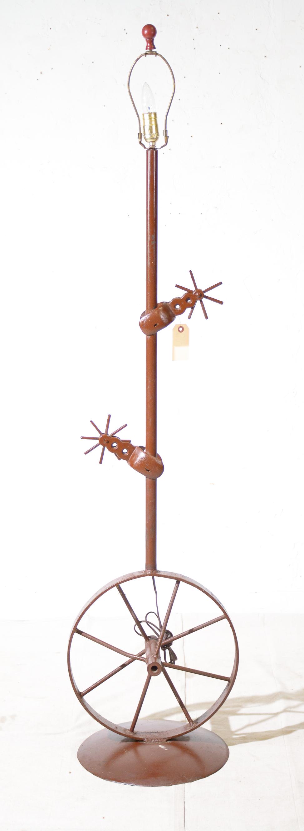 Western Style Floor Lamp With Spurs & Wagon Wheel (1 of 2)