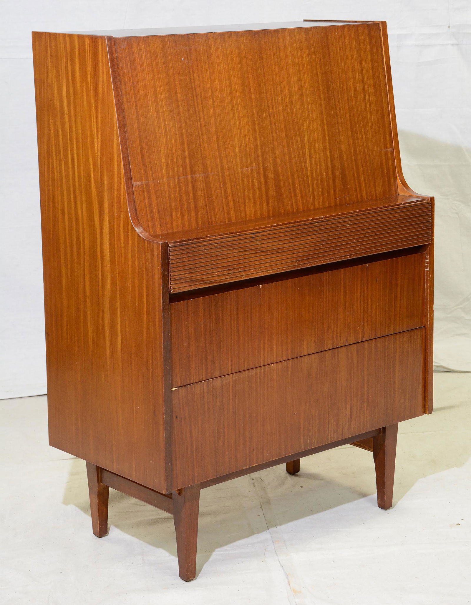 Mid Century Modern Drop Front Desk - Grooved Drawer (1 of 7)