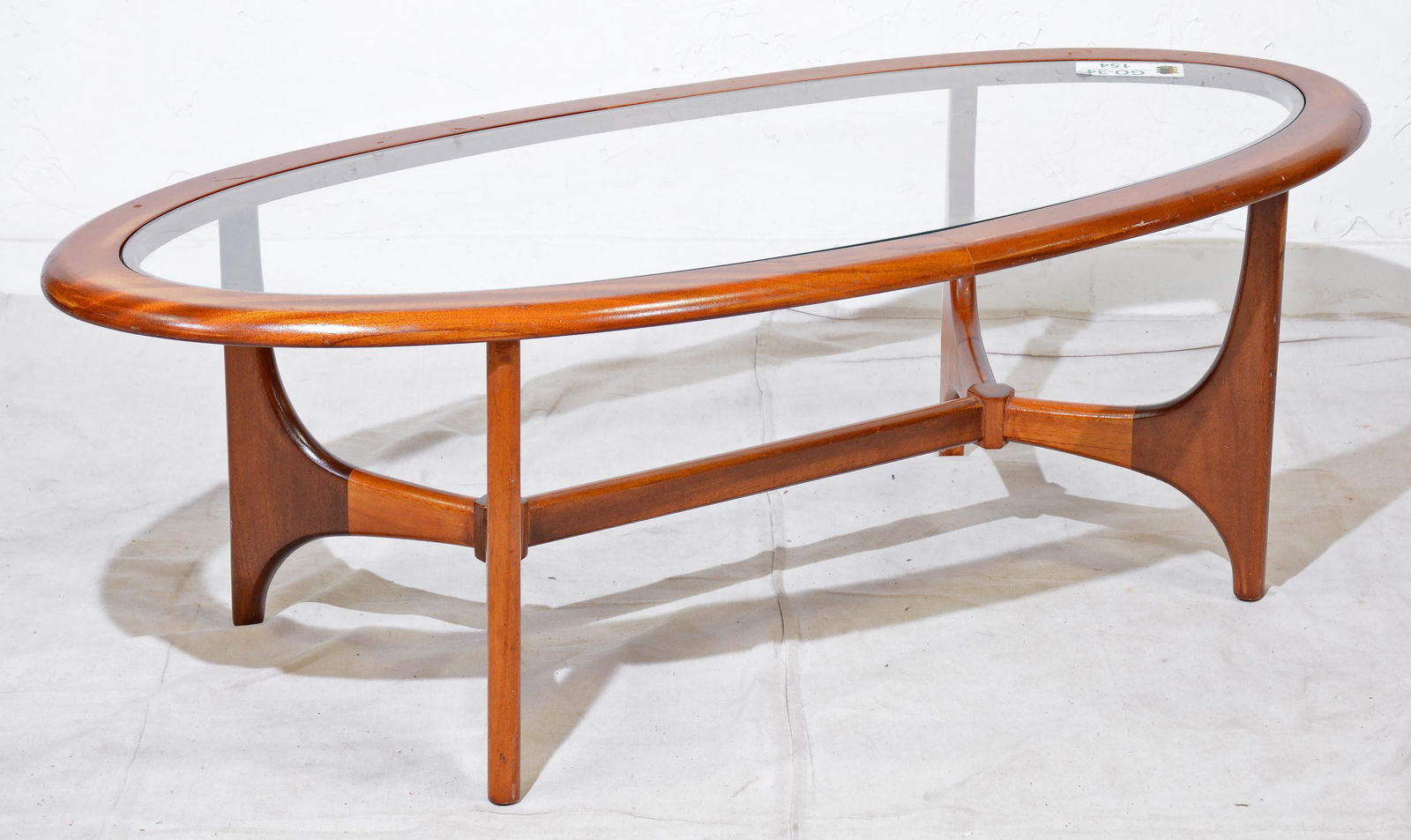 Mid Century Modern Oval Glass Top Coffee Table (1 of 1)