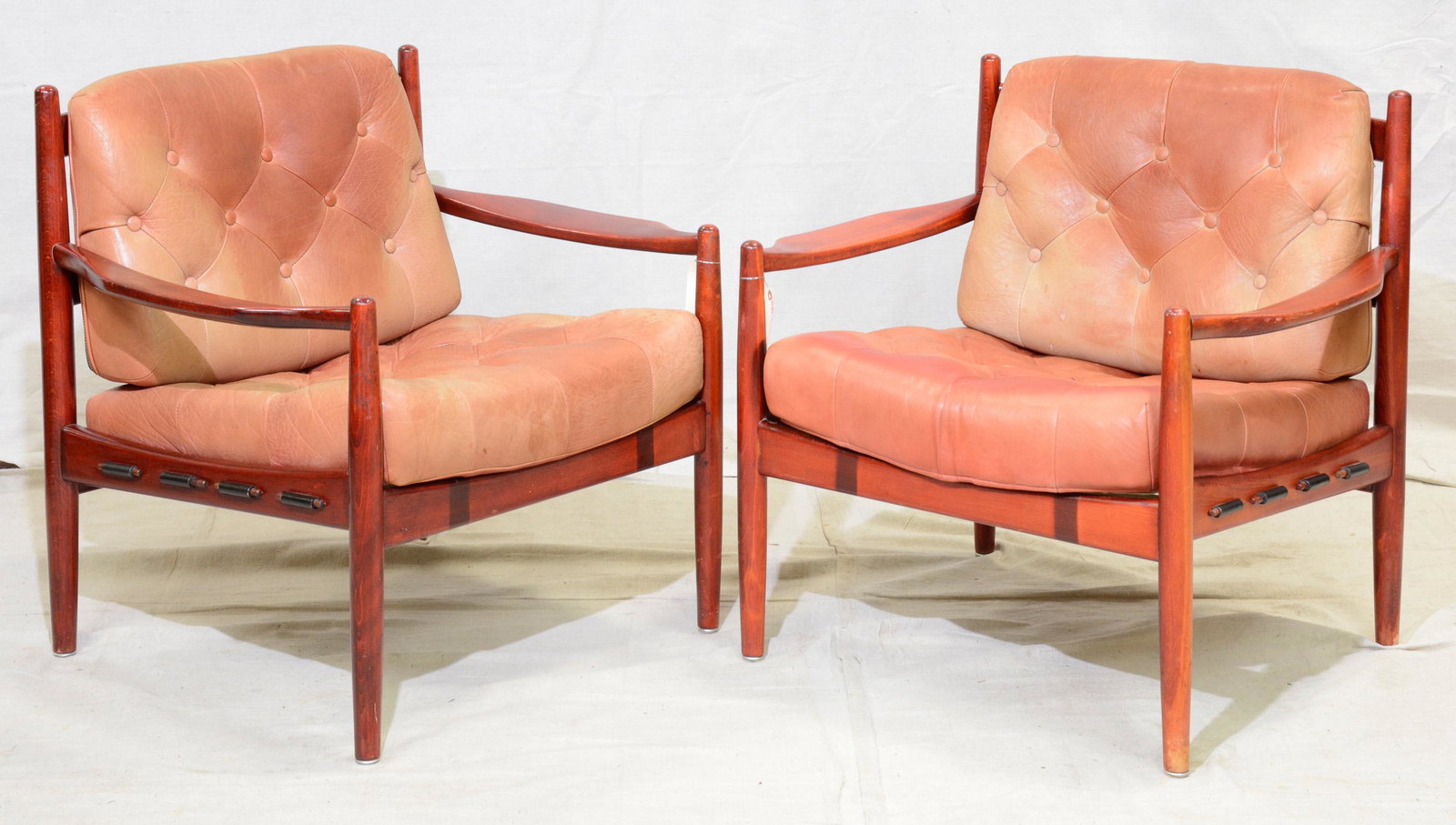 Pair of Button Tufted Mid Century Lounge Chairs (1 of 2)