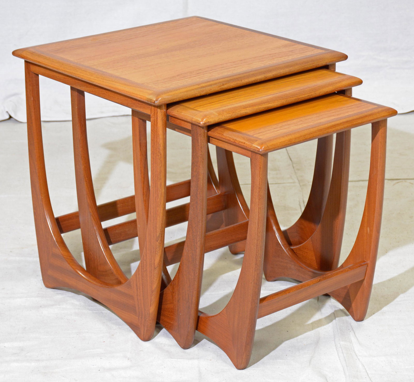 Mid Century Modern Astro Nest By G-plan #1: This Danish Modern Style Teak nest is British and made by Mid Century Modern Furniture Maker G Plan ( Gplan ) - 21 tall x 20 wide x 20 deep