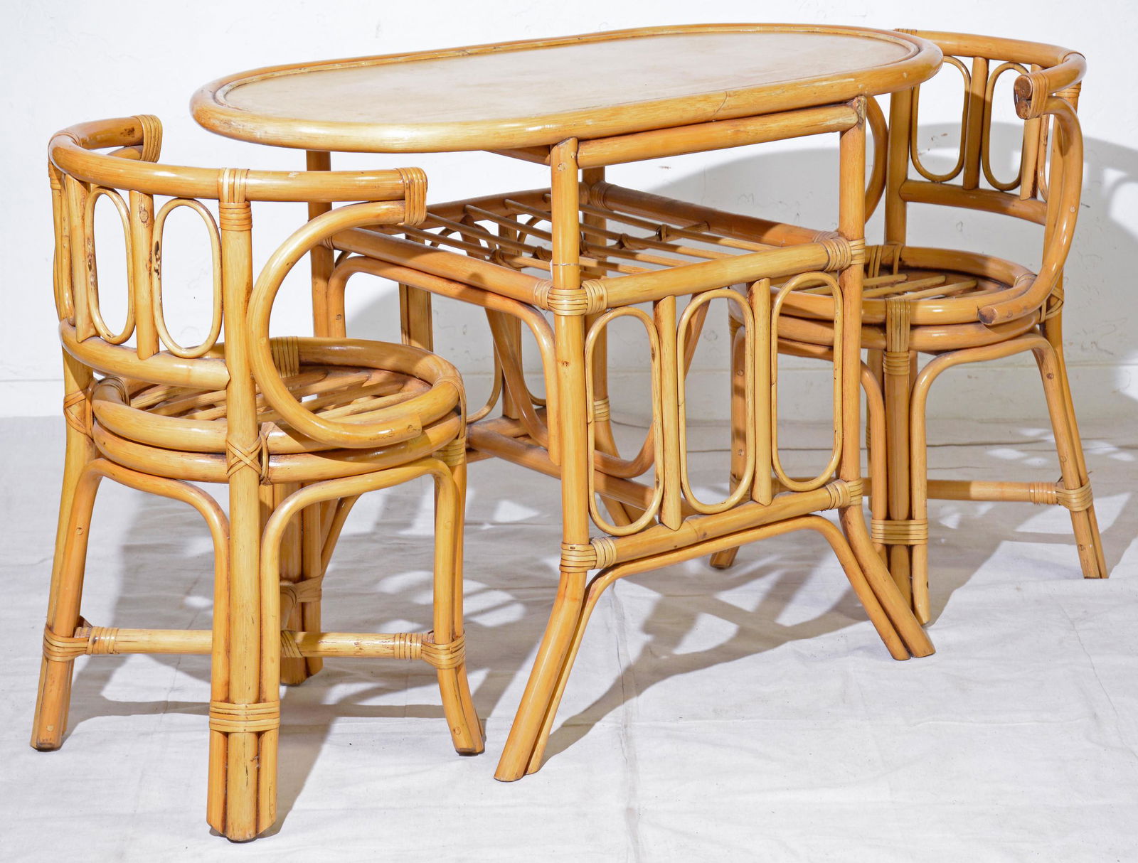 Paul Frankl Style Oval Table & 2 Chairs (1 of 3)