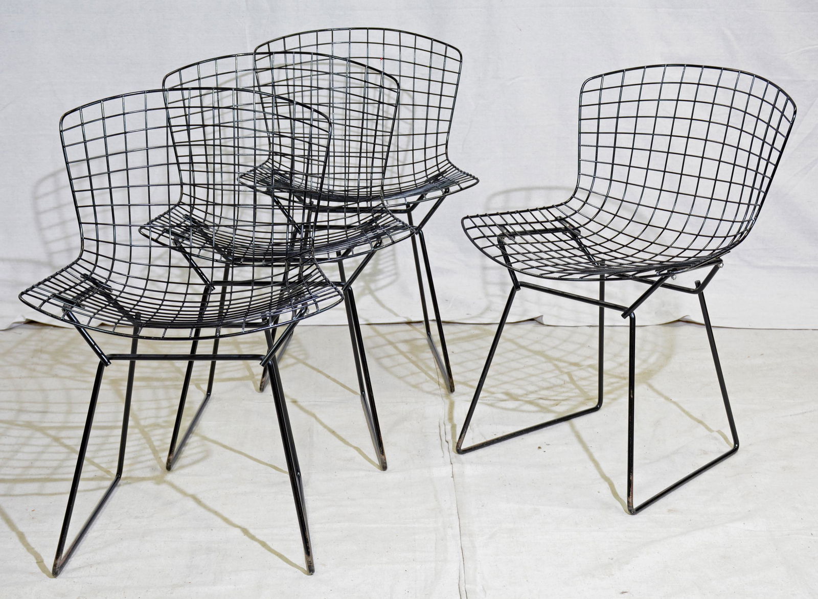 Set of 4 Black Bertoia Wire Dining Chairs by Knoll #2 (1 of 1)