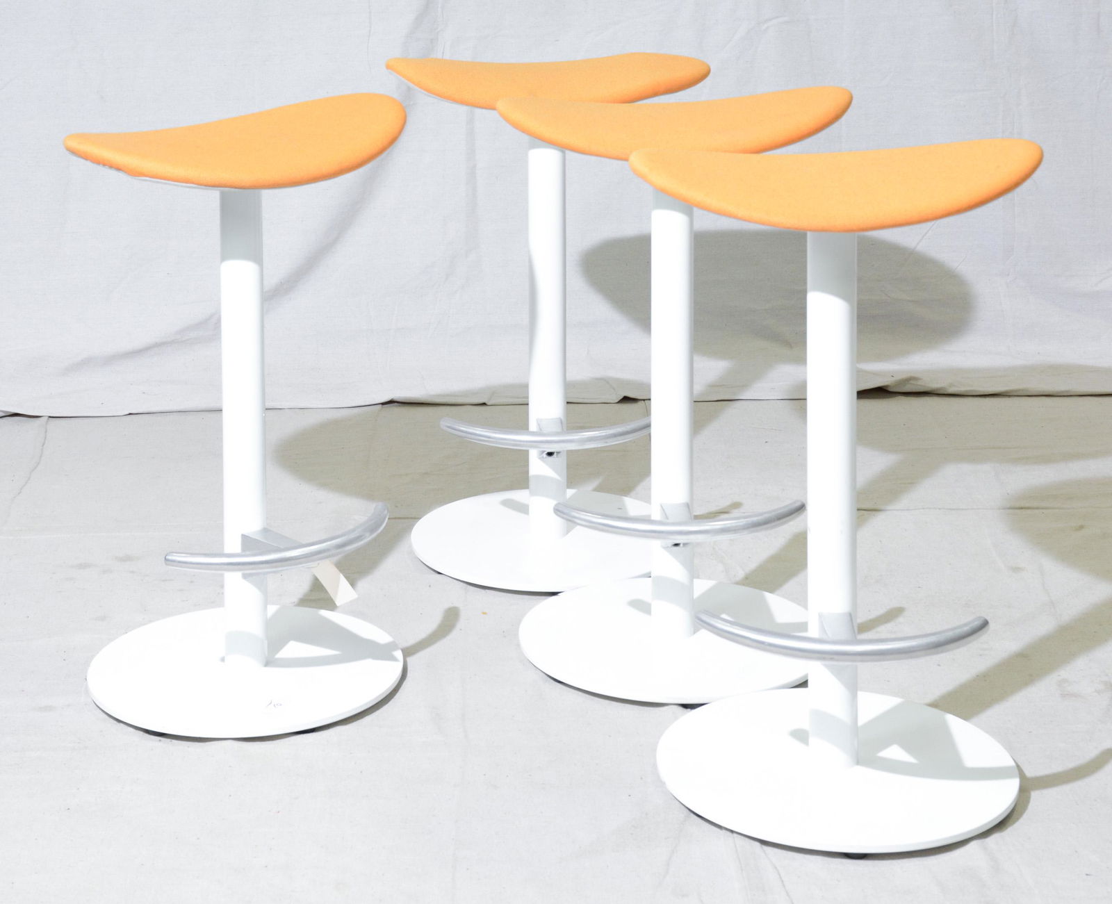 4 Metal Barstools by Steelcase - Orange Upholstery (1 of 3)