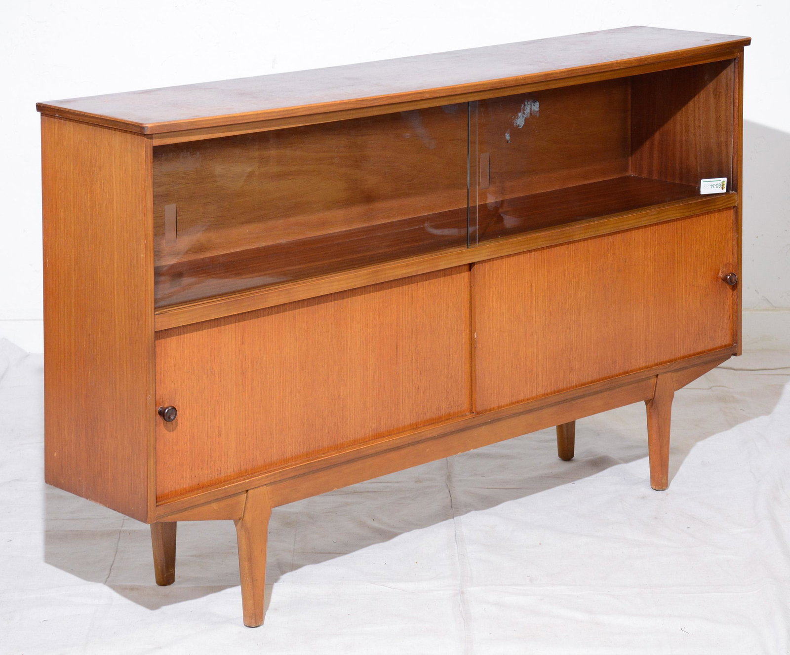 Mid Century Modern Bookcase with Sliding Glass Doors: Mid Century Modern Bookcase with Sliding Glass Doors - 31 in tall x 52 x 12