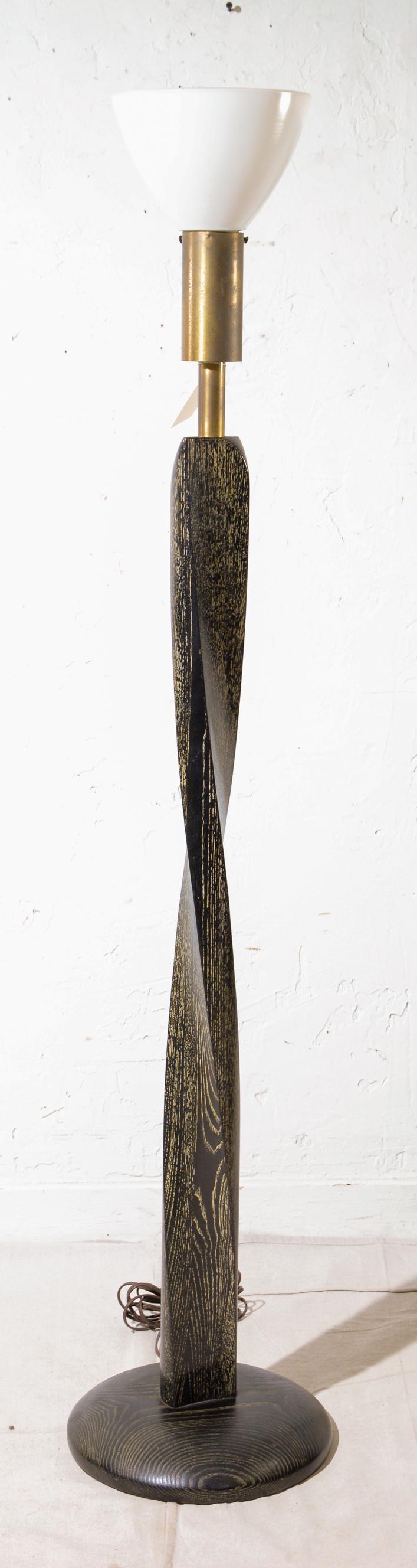 Mid Century Twisted Cerused Oak Floor Lamp (1 of 2)
