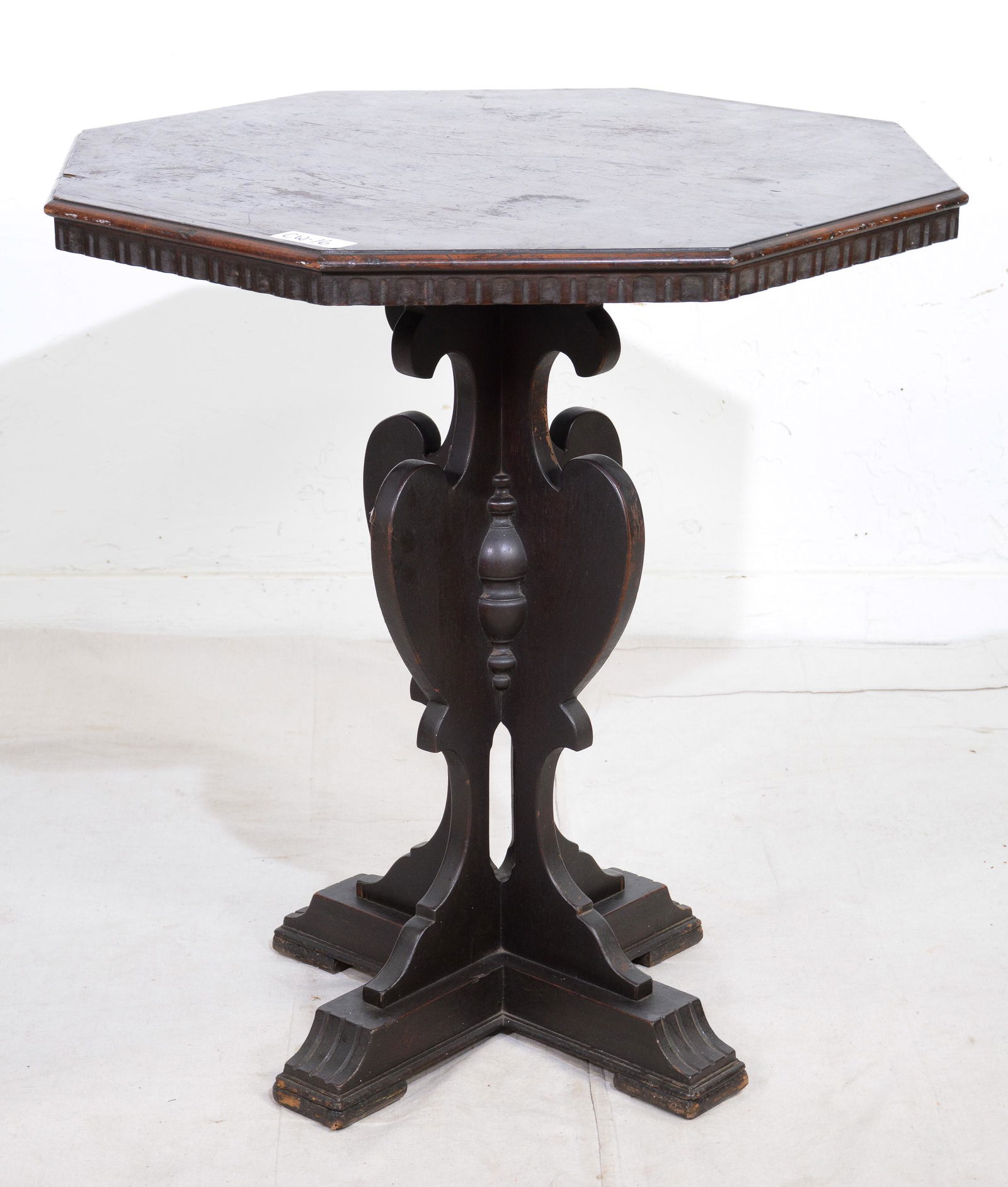 Dark Oak Pedestal Base Octagonal Top Table (1 of 2)