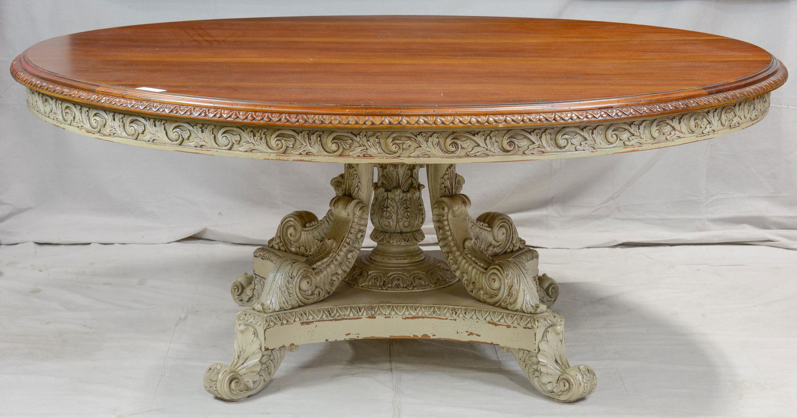 Round Carved Habersham Style 6 Foot Dining Table (1 of 3)