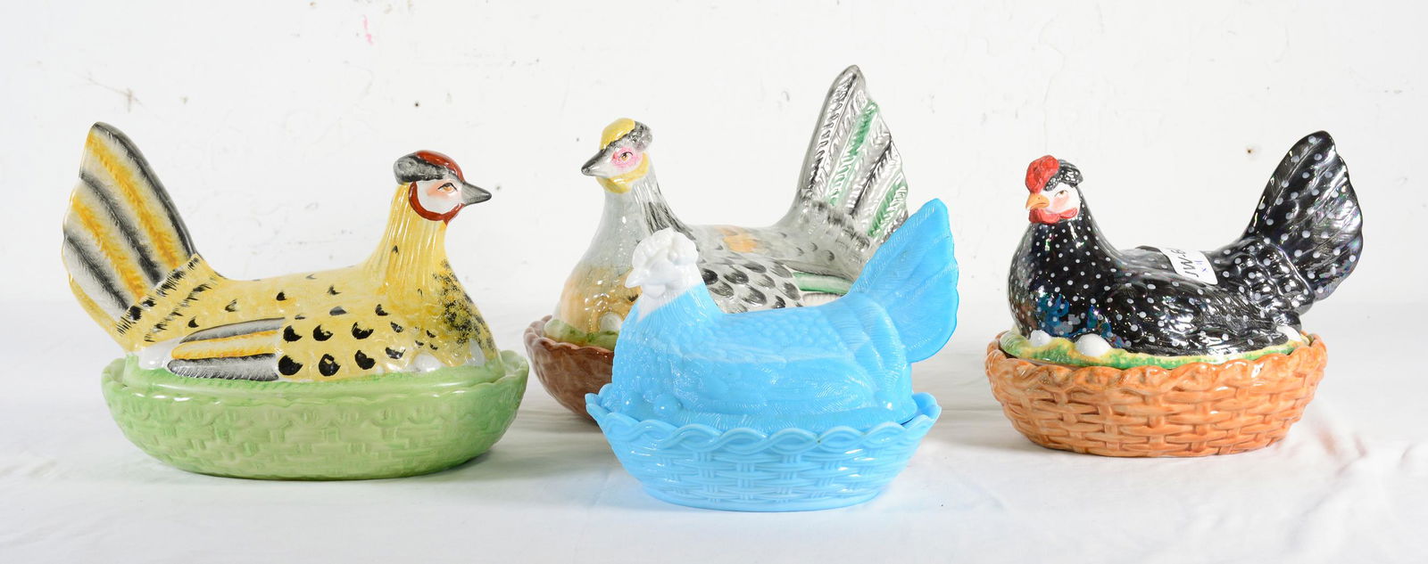Four Ceramic & Glass Hen Baskets (1 of 5)