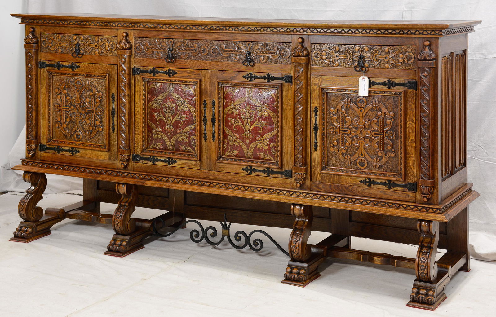French Renaissance Style Sideboard with Metal Stretcher (1 of 6)