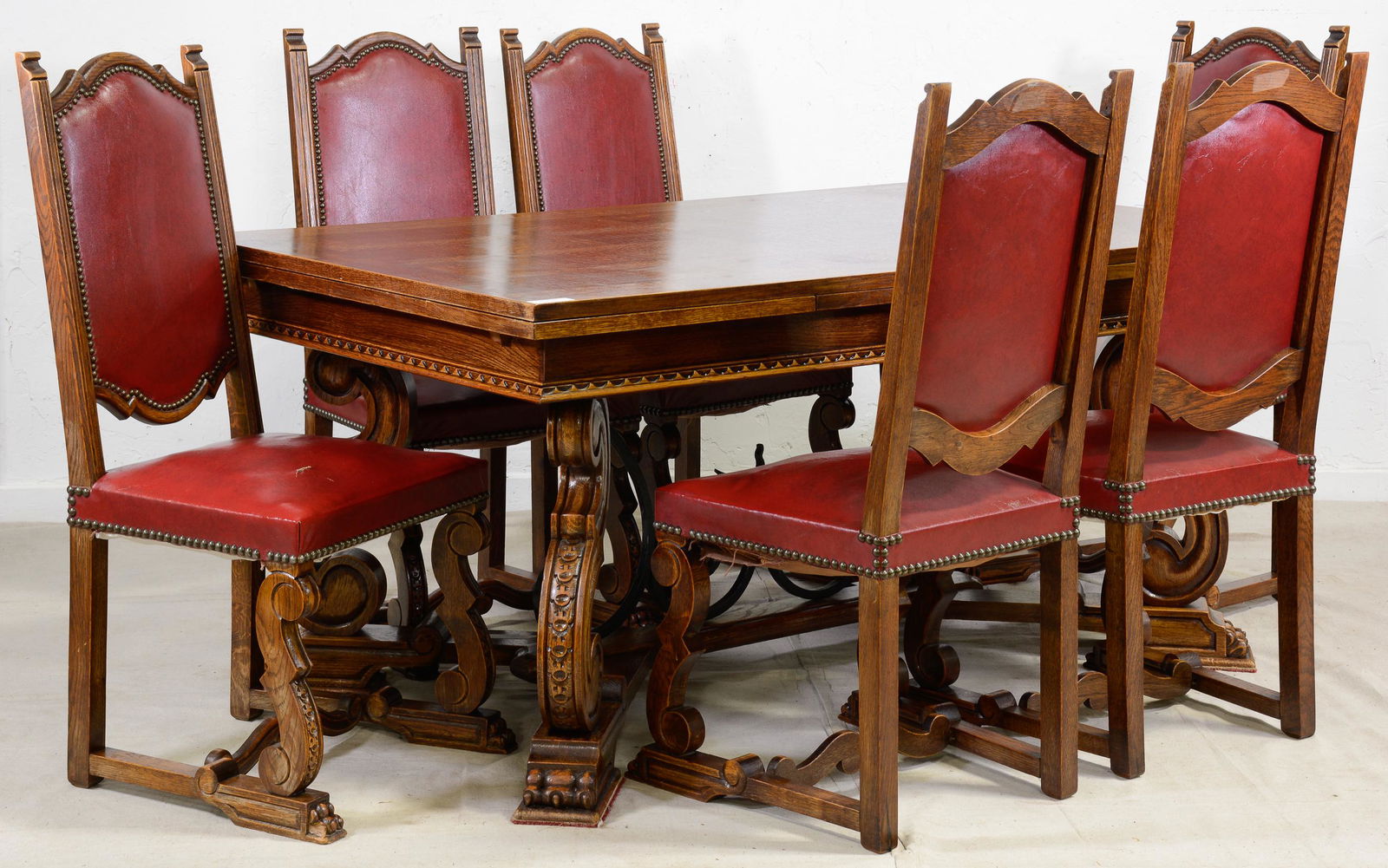 French Renaissance Style Dining Table & 6 Chairs (1 of 9)
