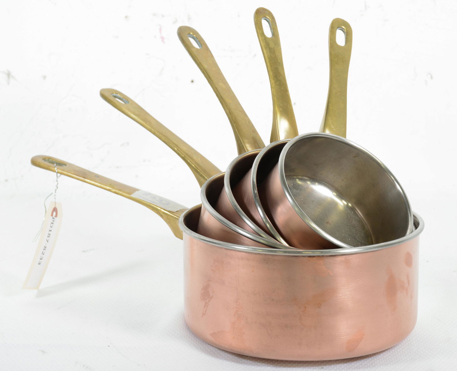 Set of 5 French Copper Saucepans With Brass Handles (1 of 2)