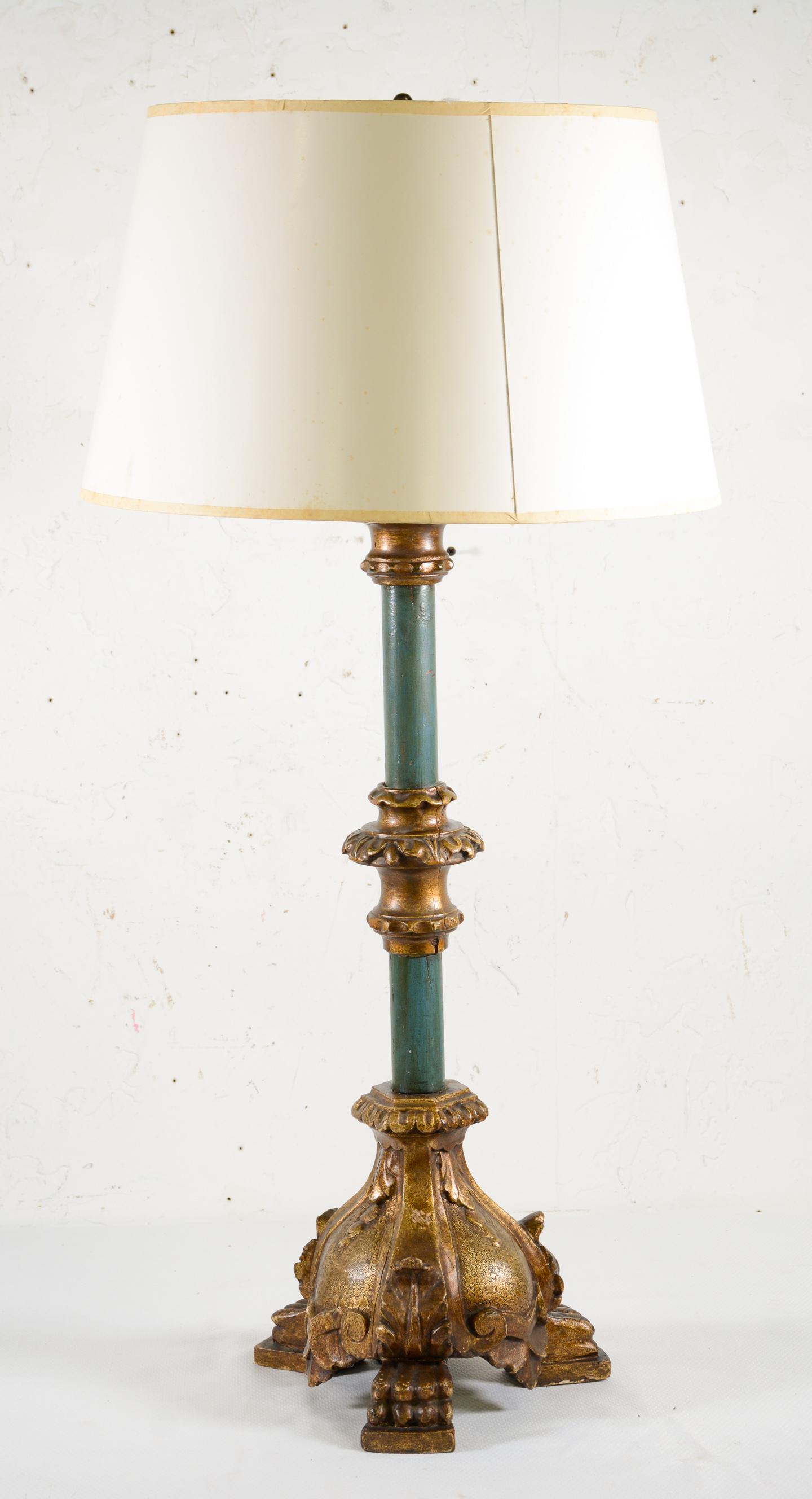 Painted / Gilt French Style American Wired Lamp (1 of 2)