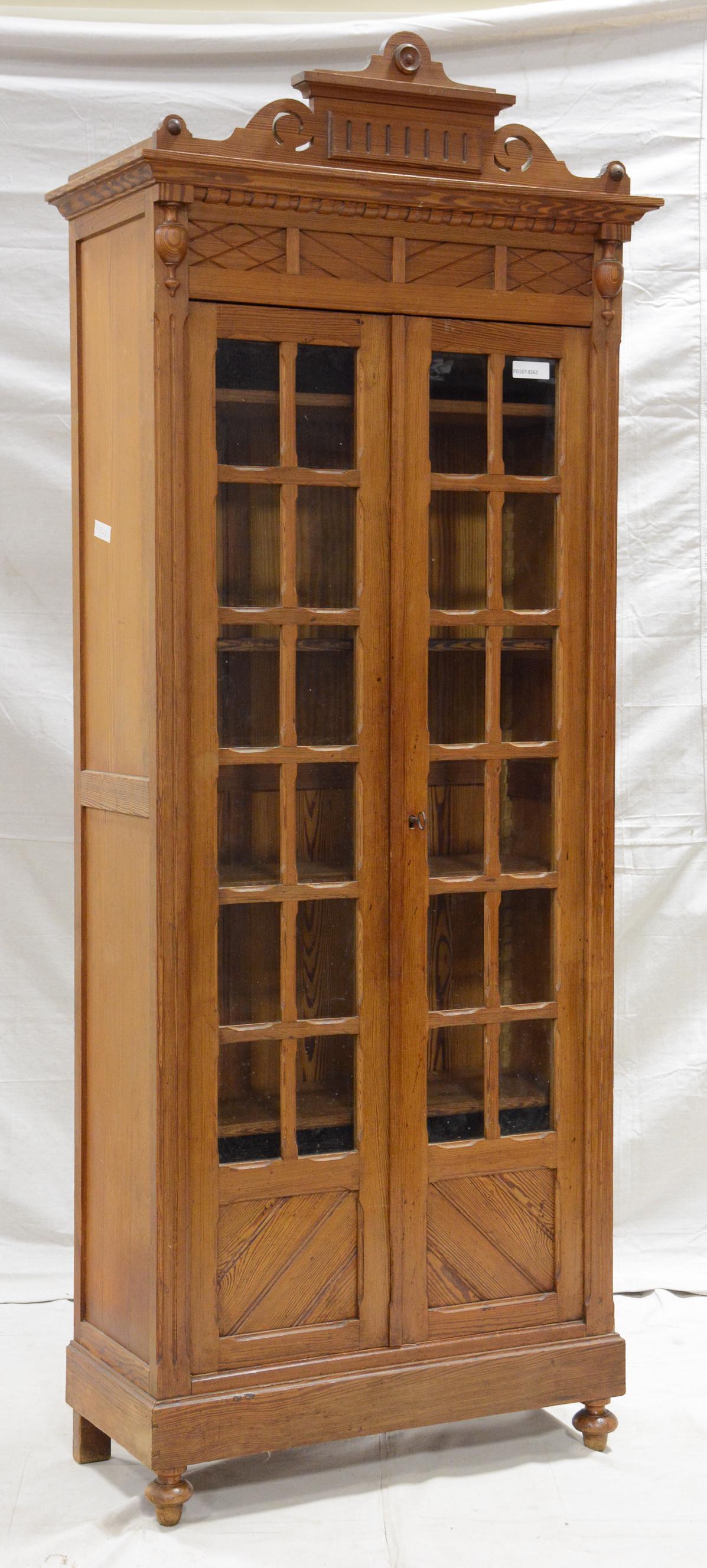 Louis XVI Style Vitrine / Bookcase in Pitch Pine (1 of 3)