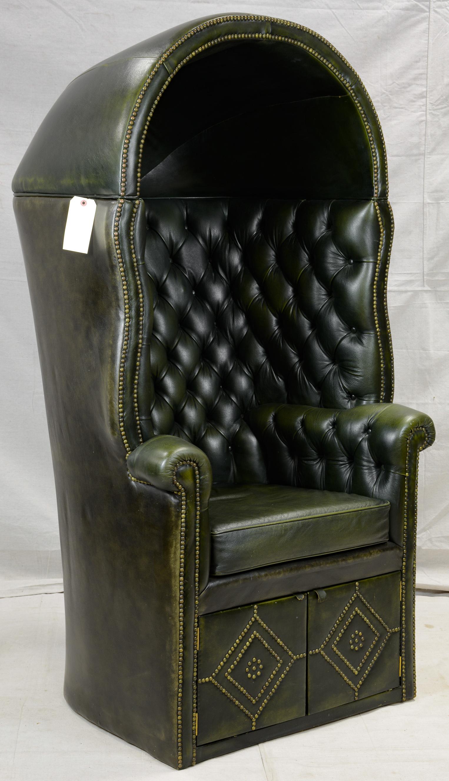 Green Leather English Porters Chair (1 of 11)