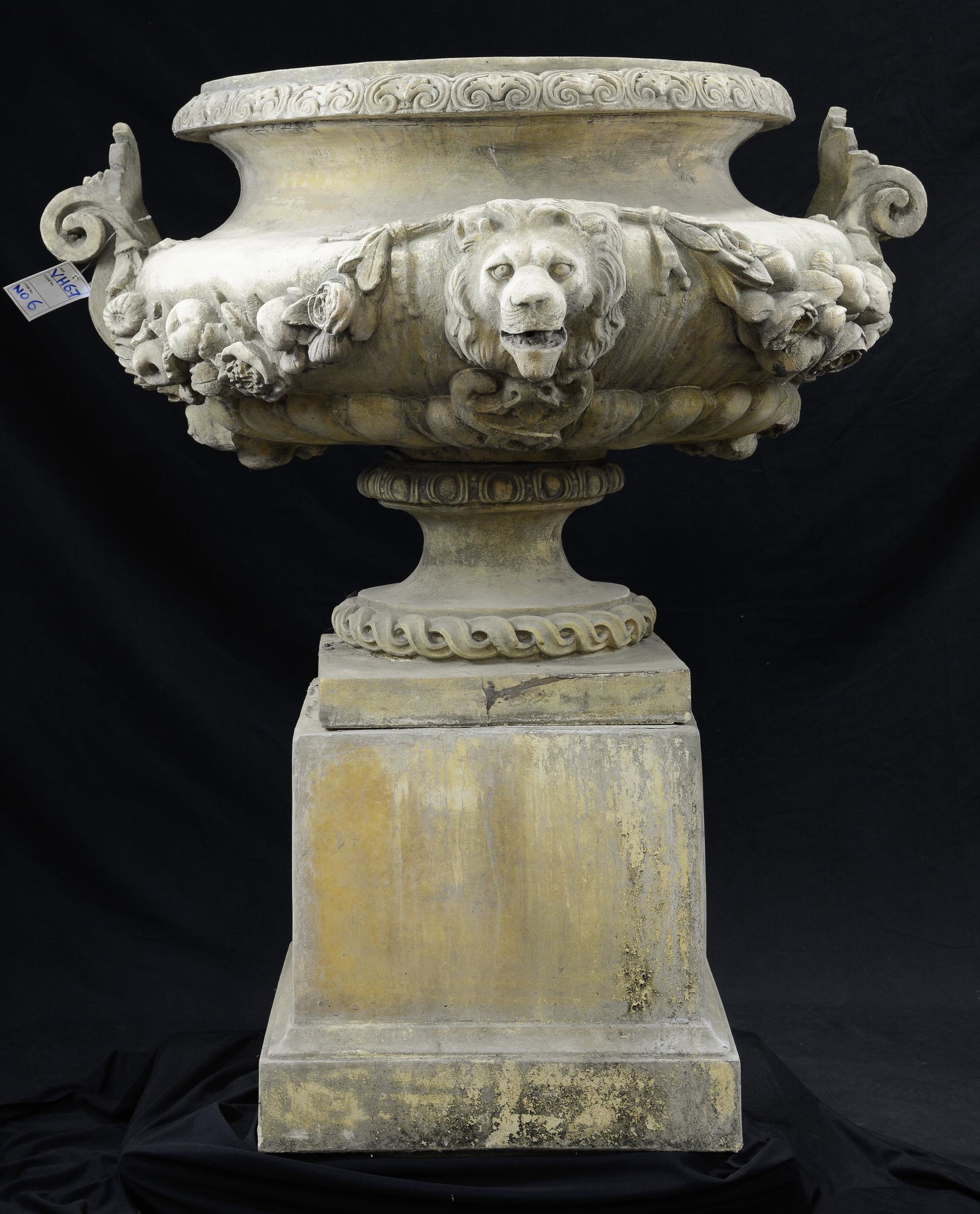 Large English Stone Garden Urn With Lion Heads (1 of 3)