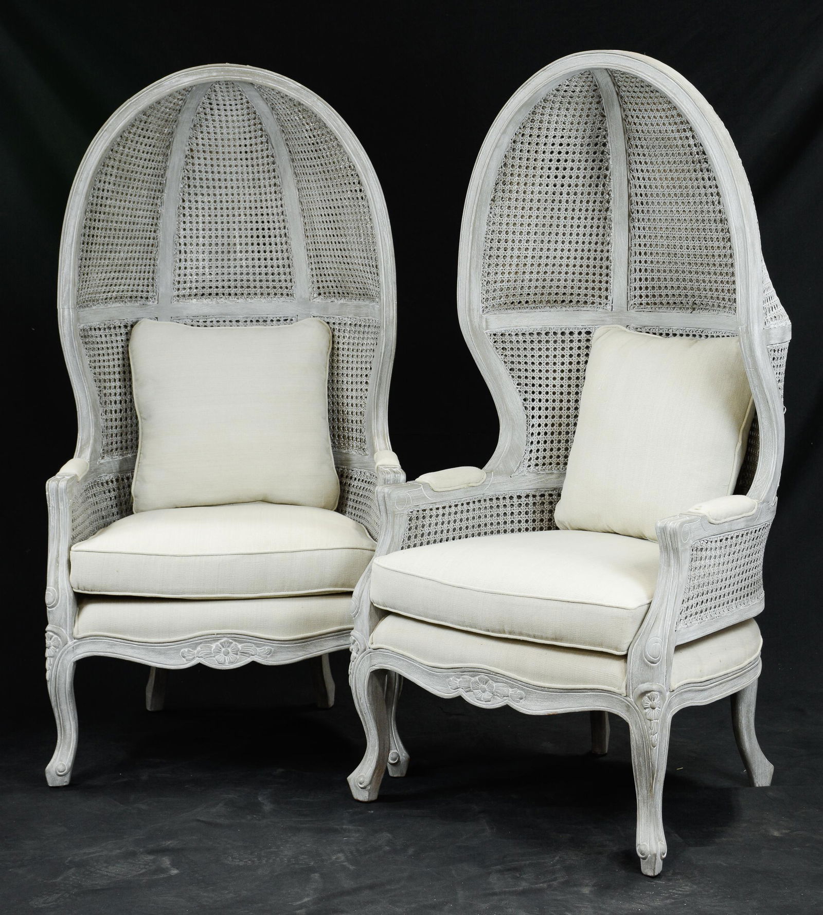 Pair Painted Porter Chairs With Cane (1 of 4)