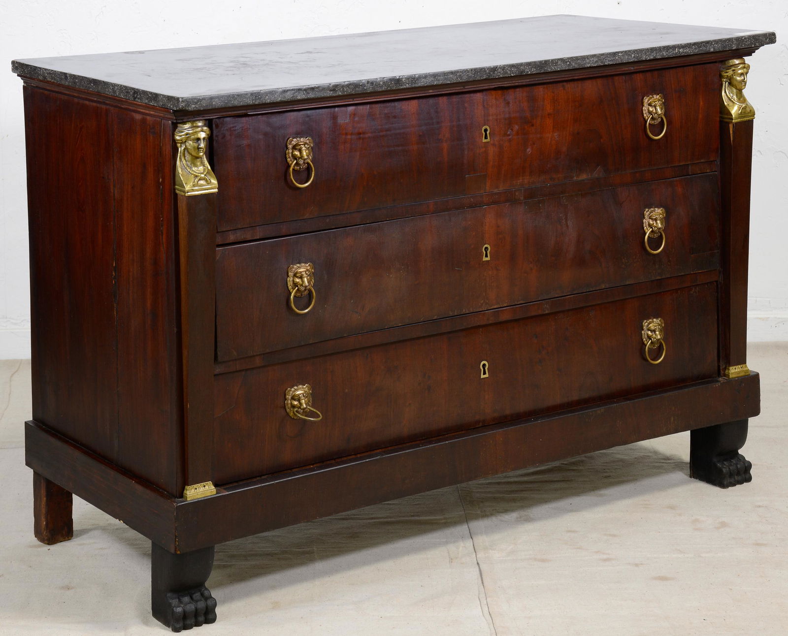 French Empire Style Mahogany 3 Drawer Chest (1 of 4)