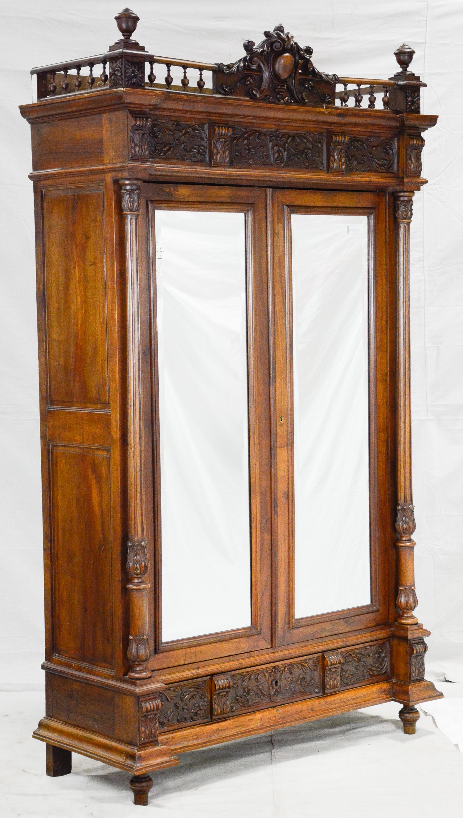 Louis XVI Style Double Mirror Door Armoire (1 of 3)