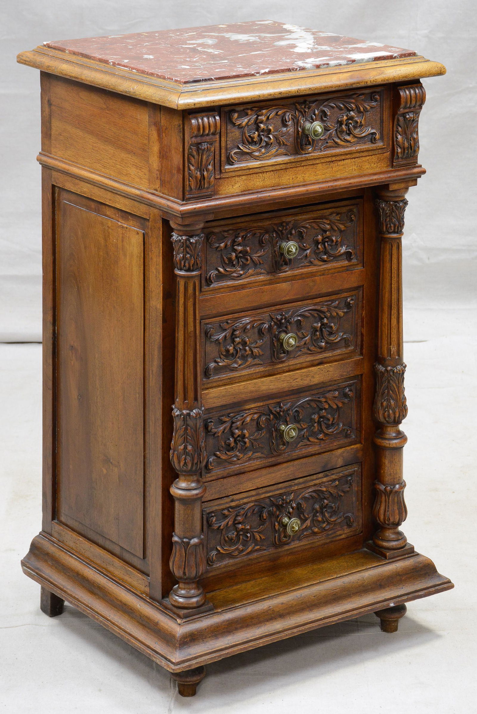 Louis XVI Style Carved Marble Top Pot Cupboard (1 of 4)