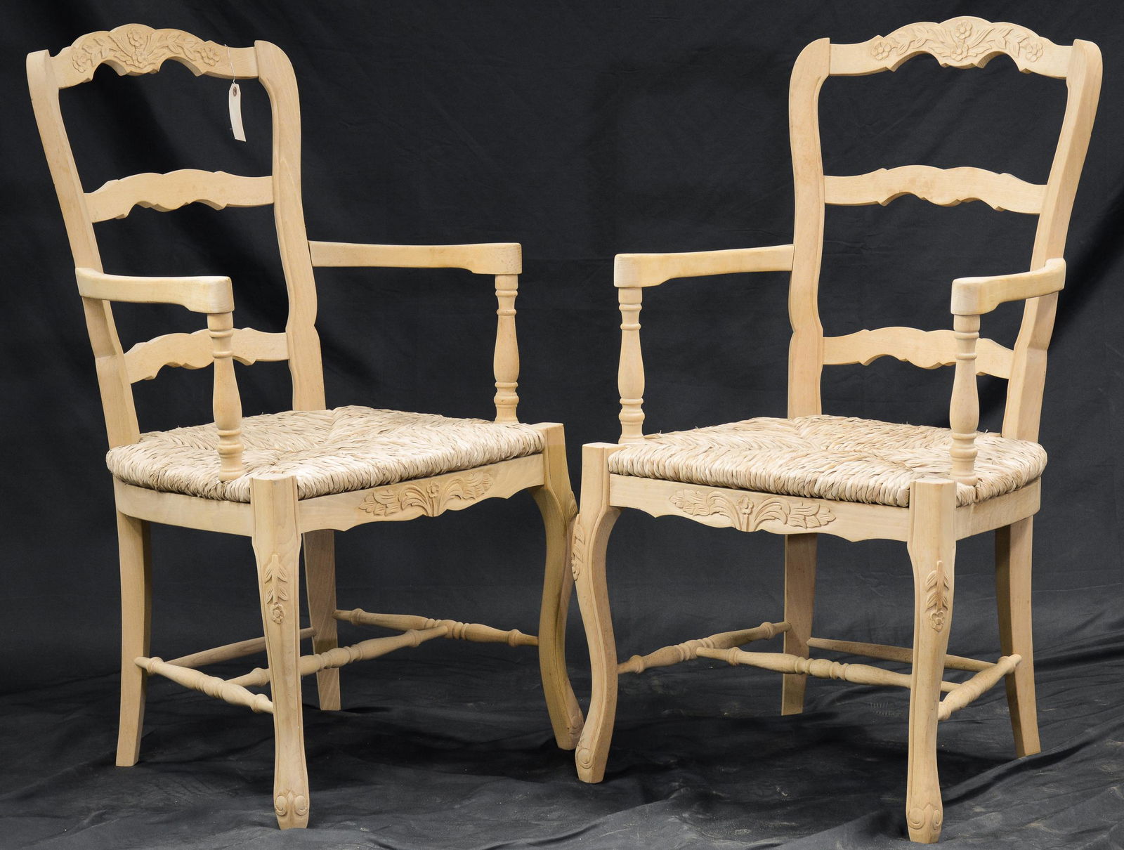 2 European Style Ladder Back Rush Seat Arm Chairs (1 of 2)