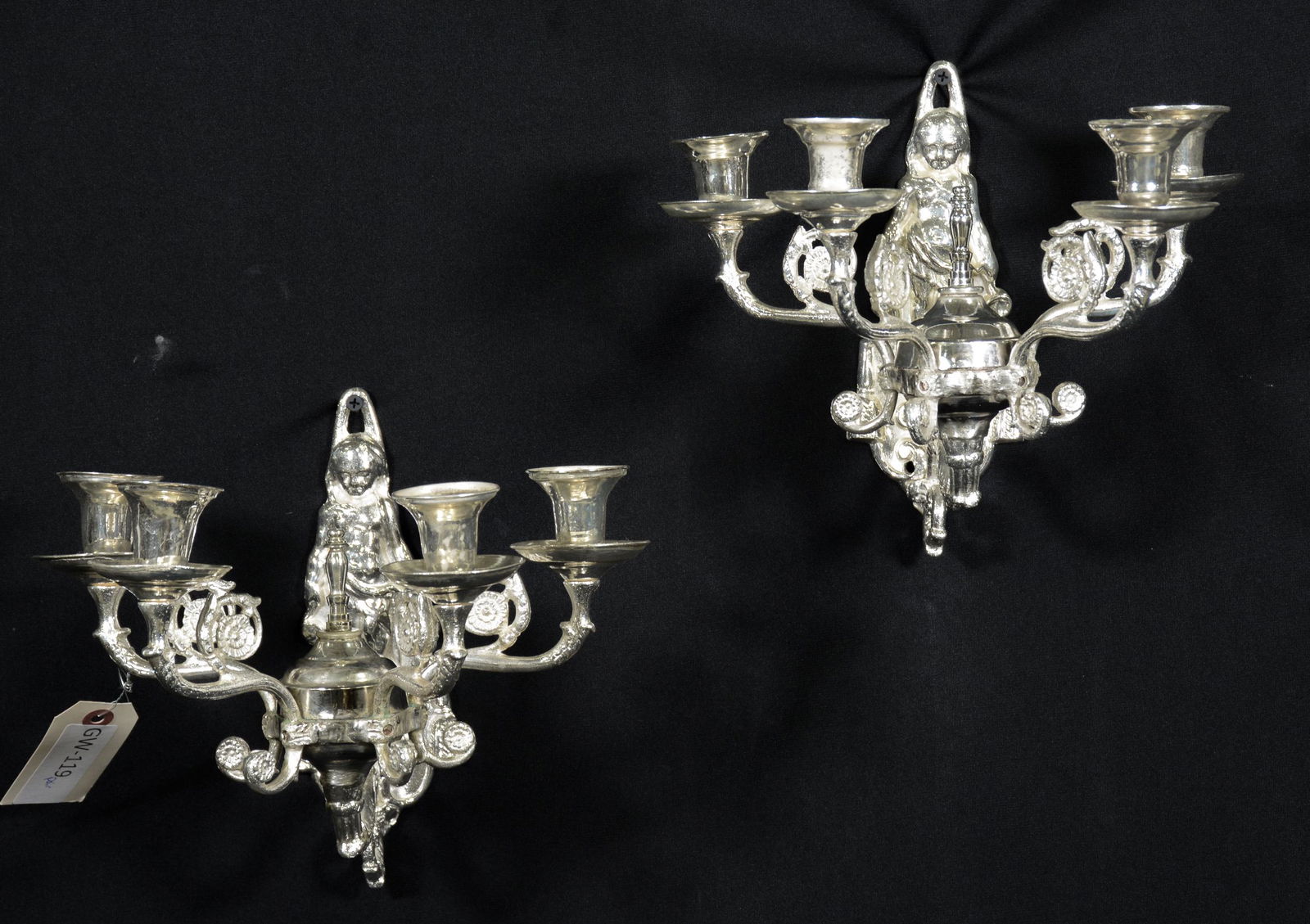 Pair Silverplate 4 Arm Wall Sconces (1 of 2)