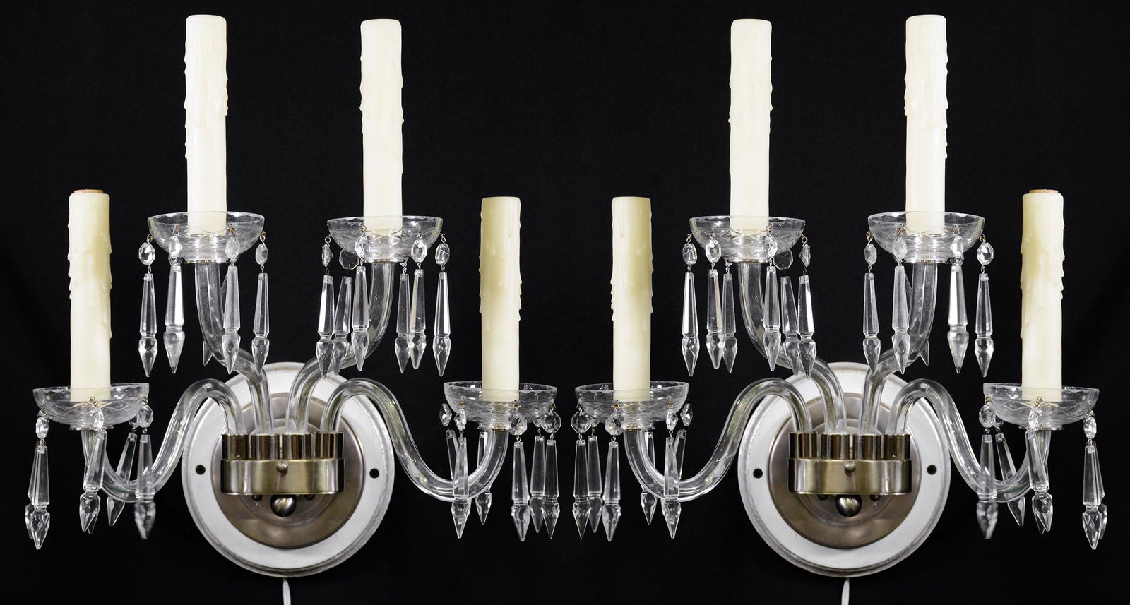 Pair Glass / Chrome 4 Arm Sconces (1 of 3)