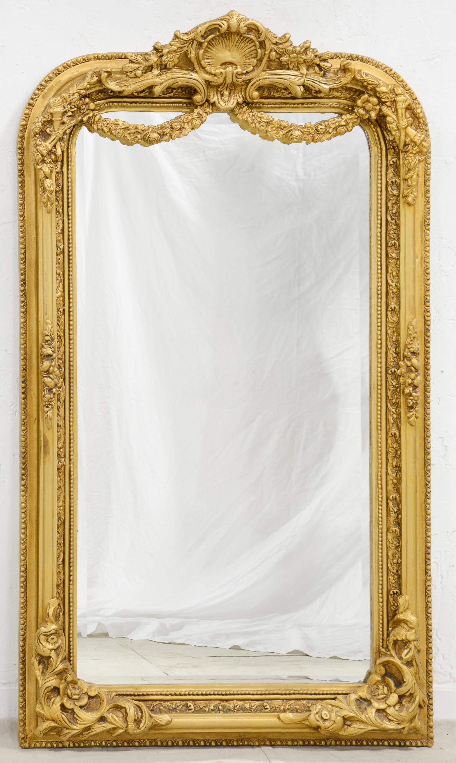 French Style Gold Frame Mirror With Carving (1 of 3)