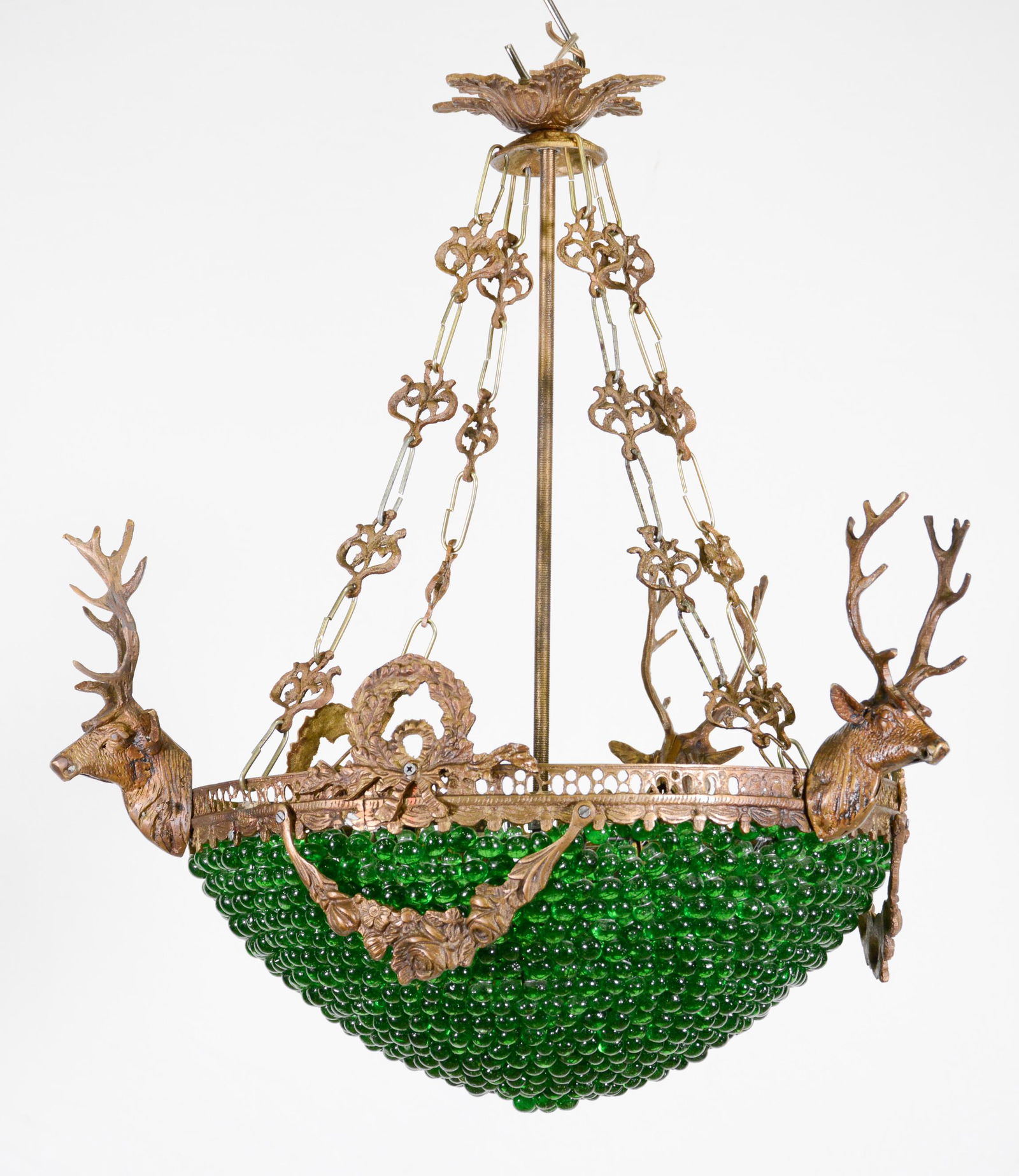 Empire Style Chandelier With Metal Stag Heads (1 of 3)