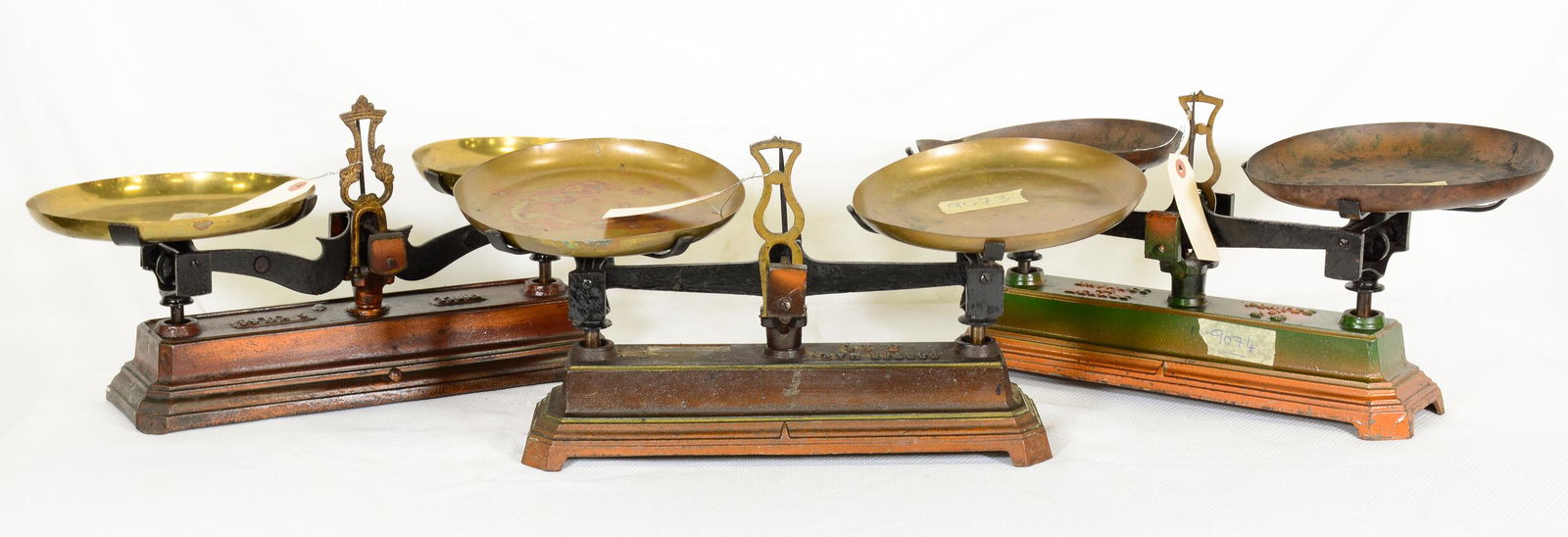 3 French Cast Iron Scales With Pans (1 of 3)