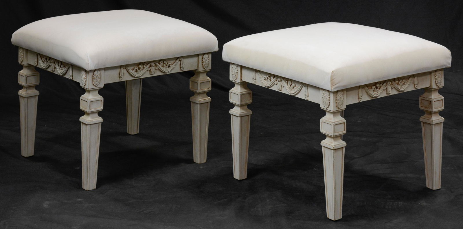 Painted Swedish Gustavian Style Pair of Stools (1 of 3)